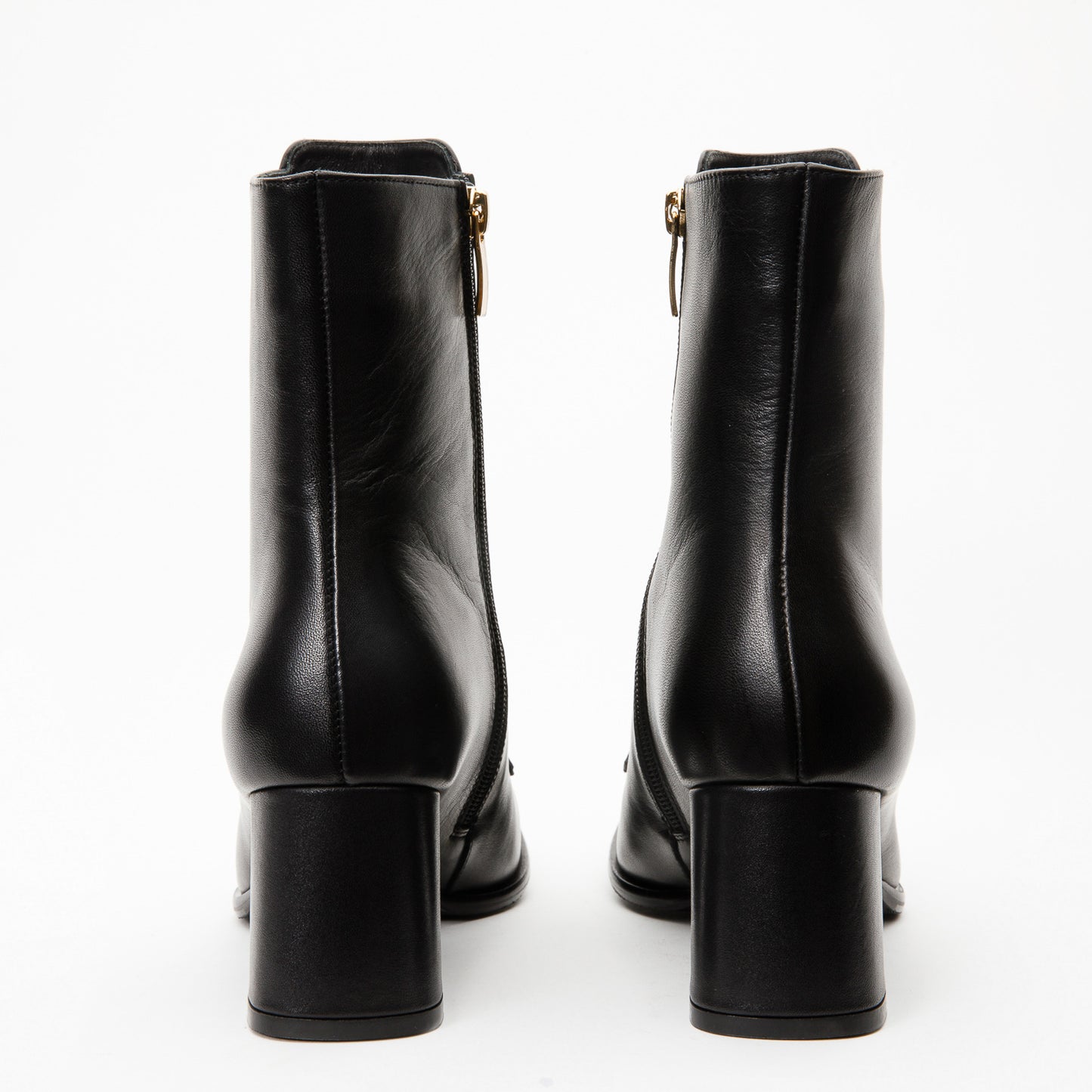 Bota de mujer con tacón de bloque de cuero negro Bukres