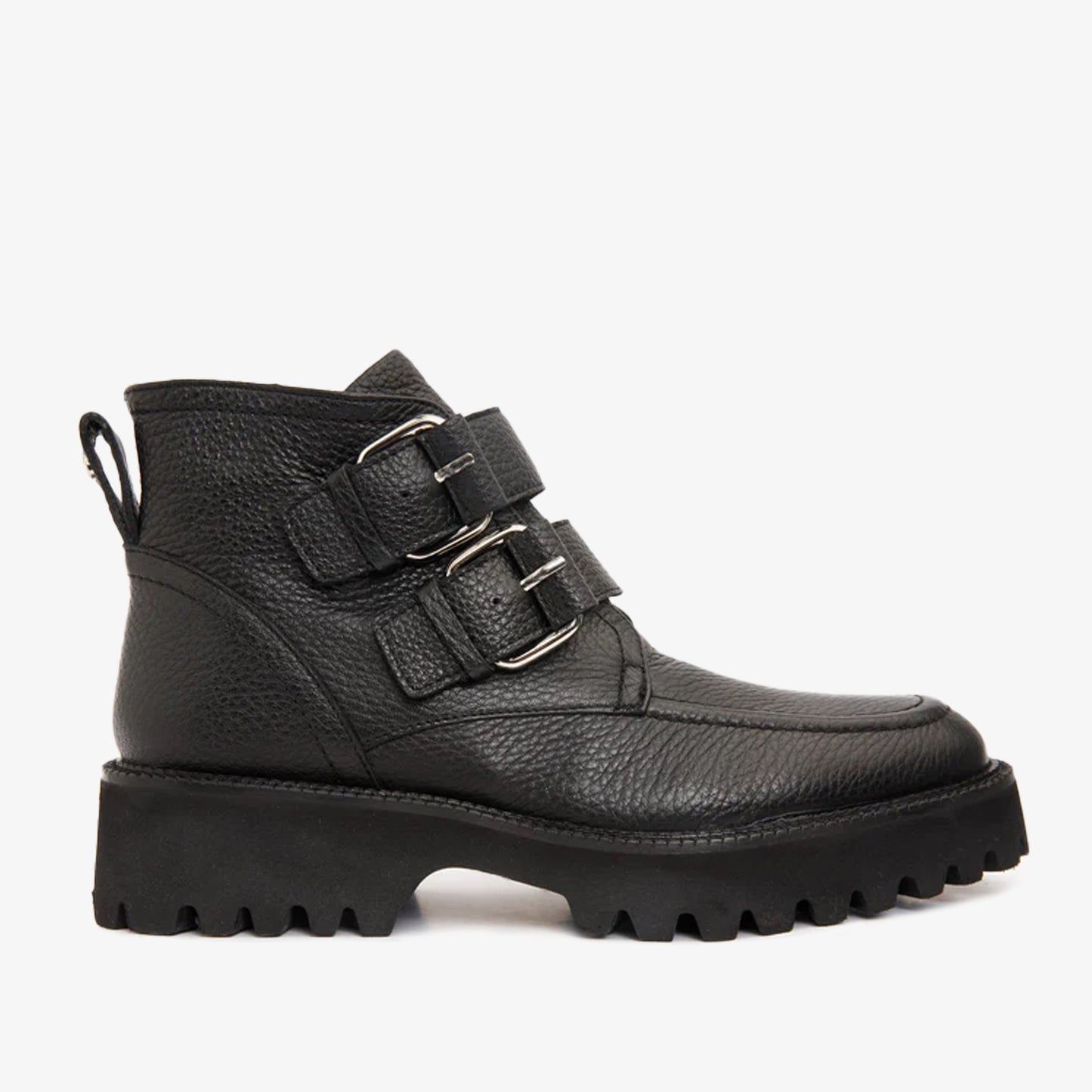 The Harry Black Leather Double Monk Ankle Women Boot Final Sale!