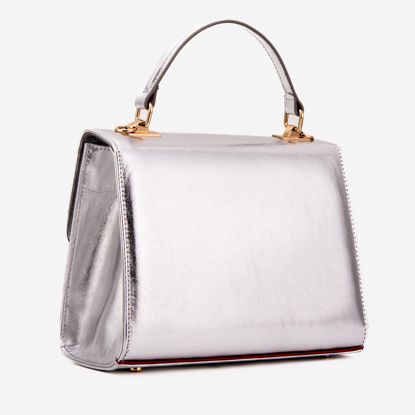 El bolso de mano de piel plateada Ege