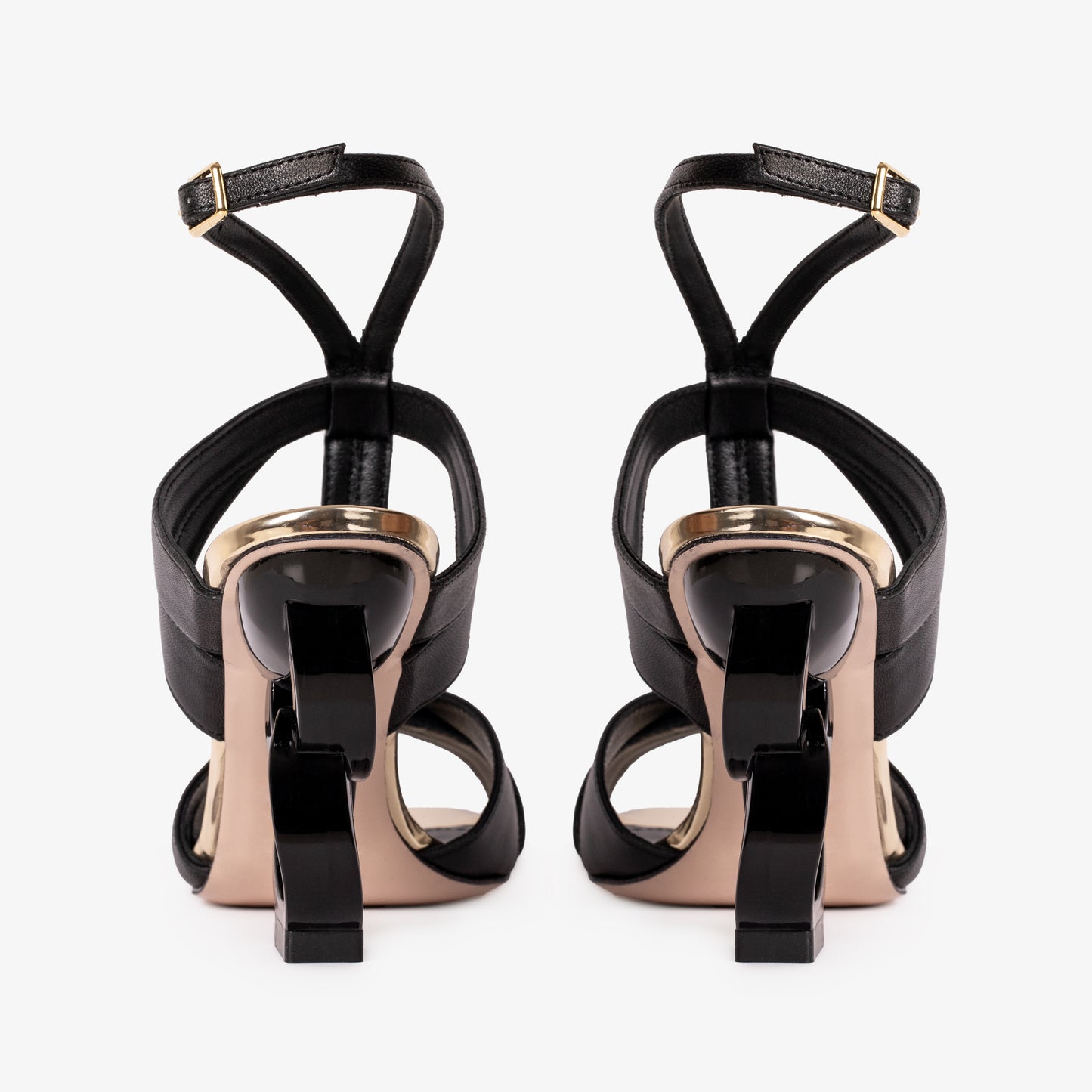 Sandalia de piel con tira en T negra Duffryn para mujer