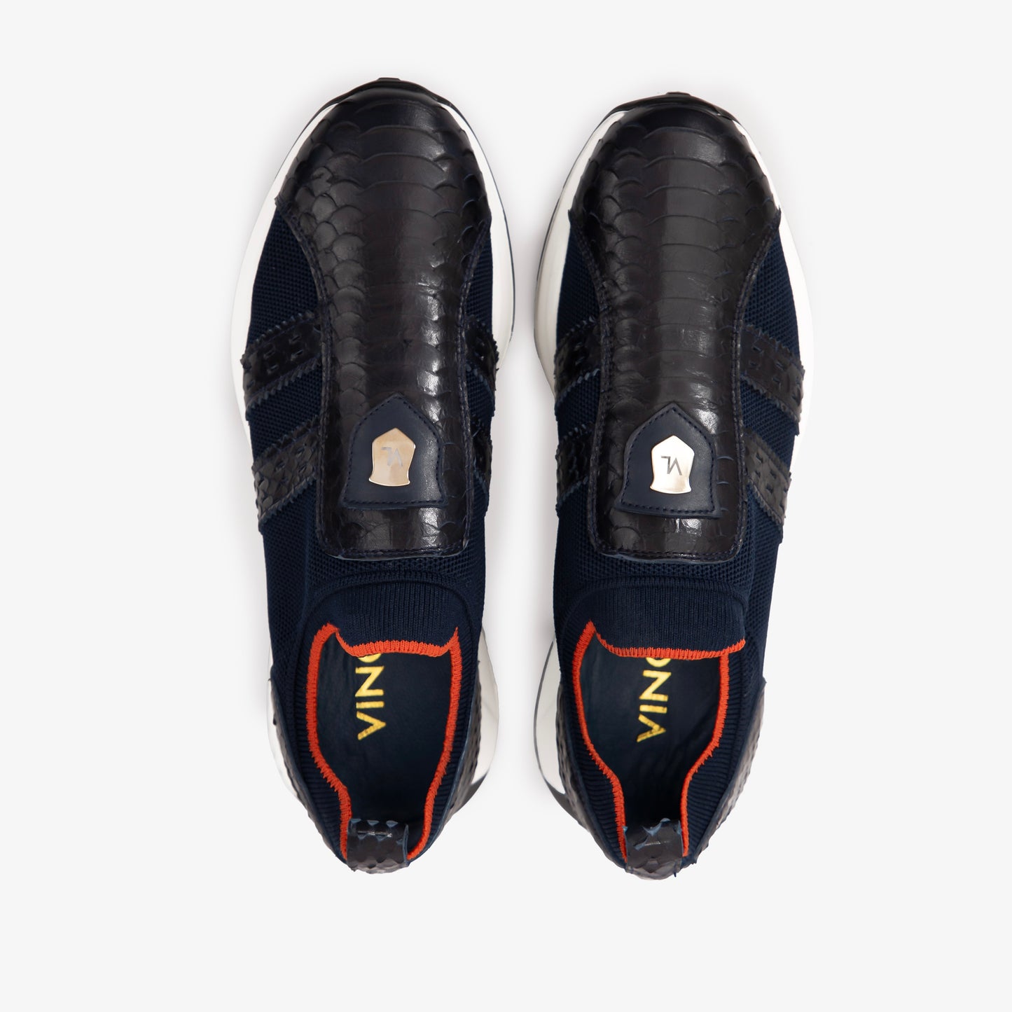 Zapatillas de punto y cuero Aslan Navy para hombre