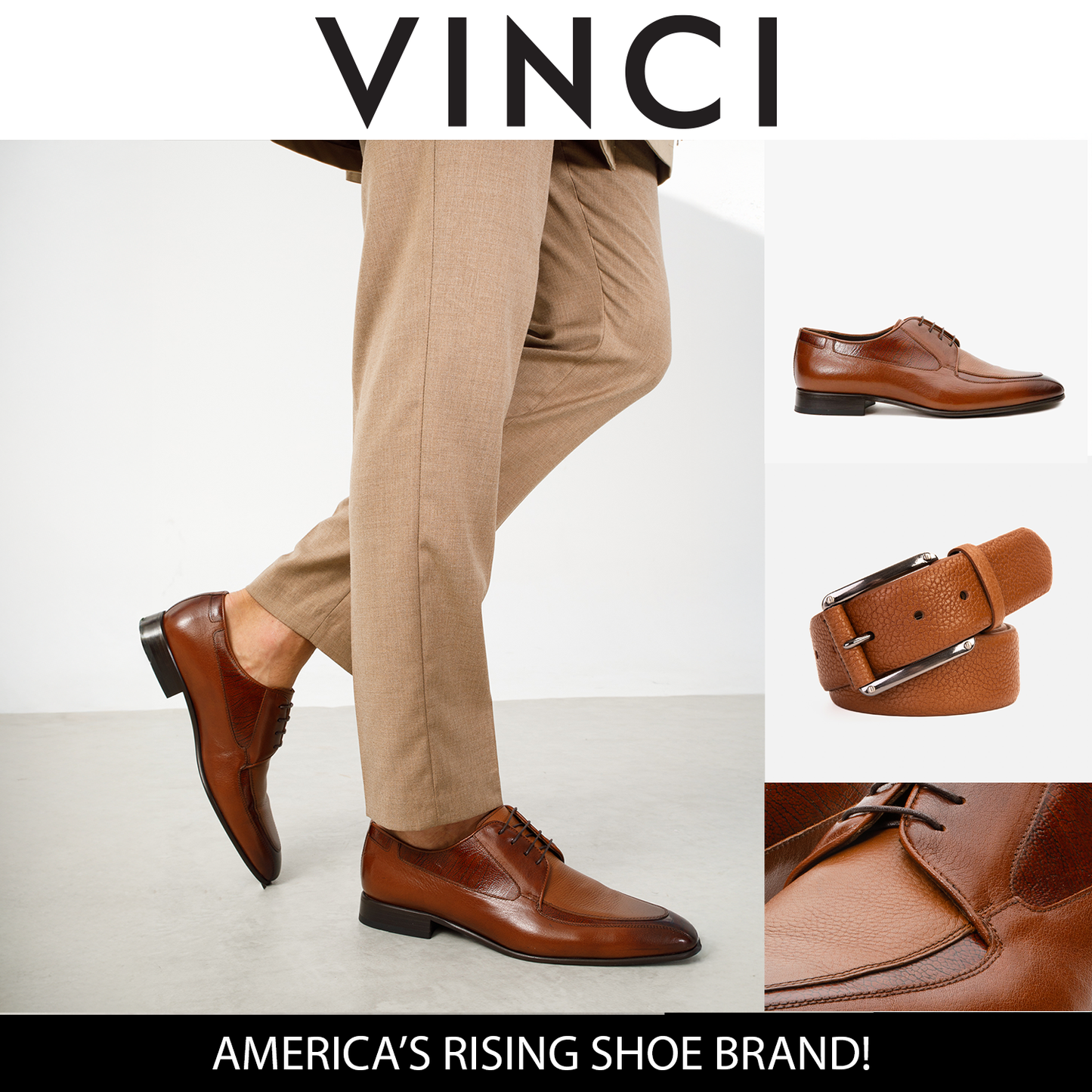 El zapato Derby de cuero color canela para hombre de Gardi