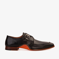 Zapato de hombre hecho a mano con correa de monje simple en color negro Hagrid
