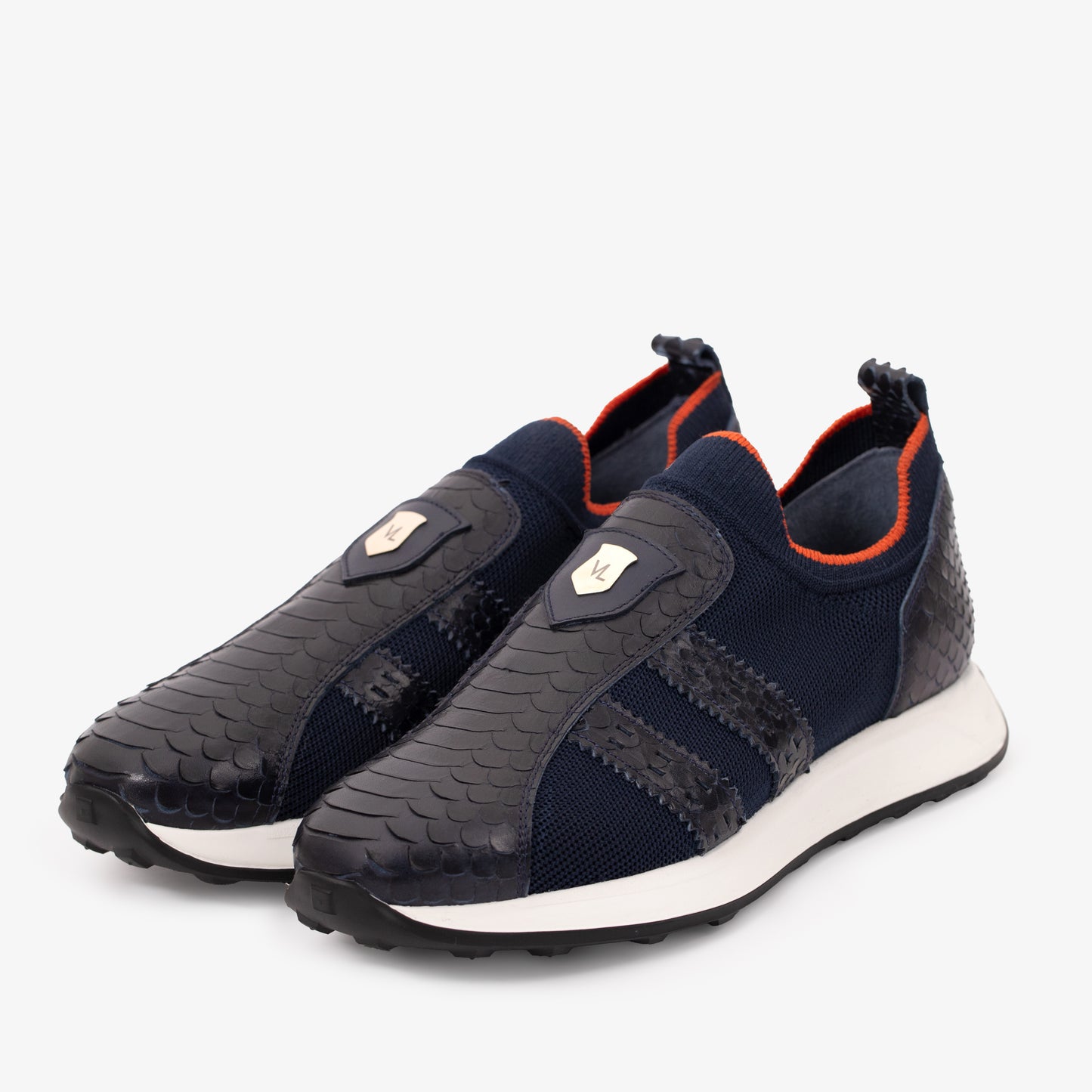 Zapatillas de punto y cuero Aslan Navy para hombre