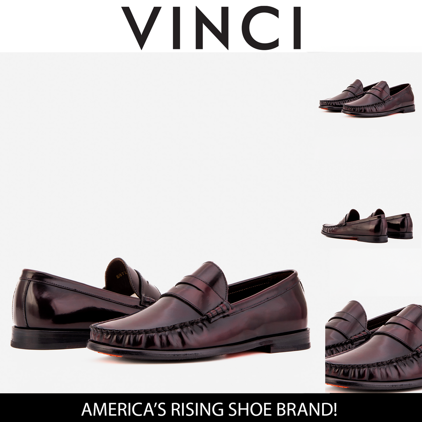 El Mocasín para Hombre Belmont en Cuero Pulido Burdeos