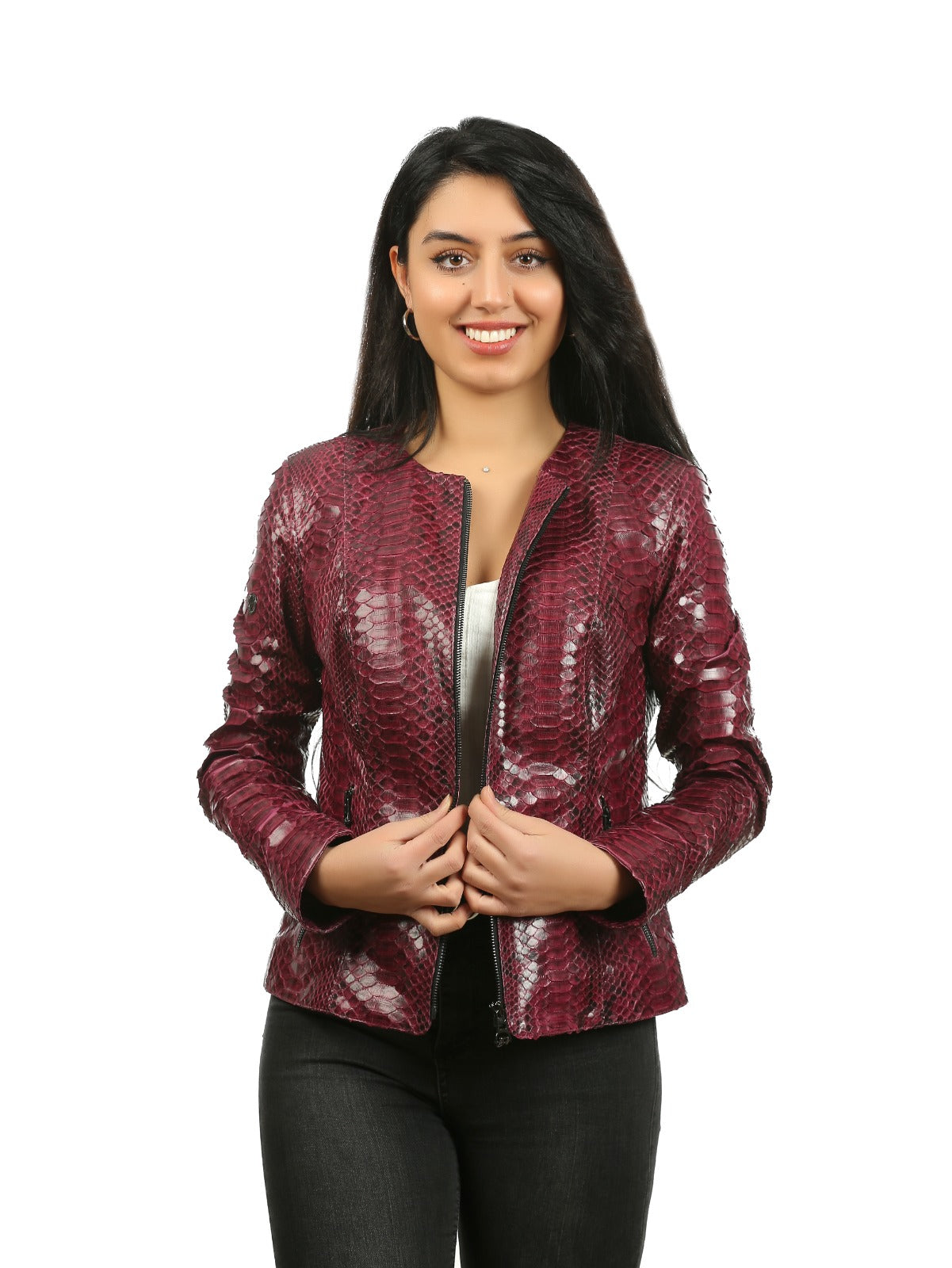 Chaqueta de piel de pitón de Towanda para mujer