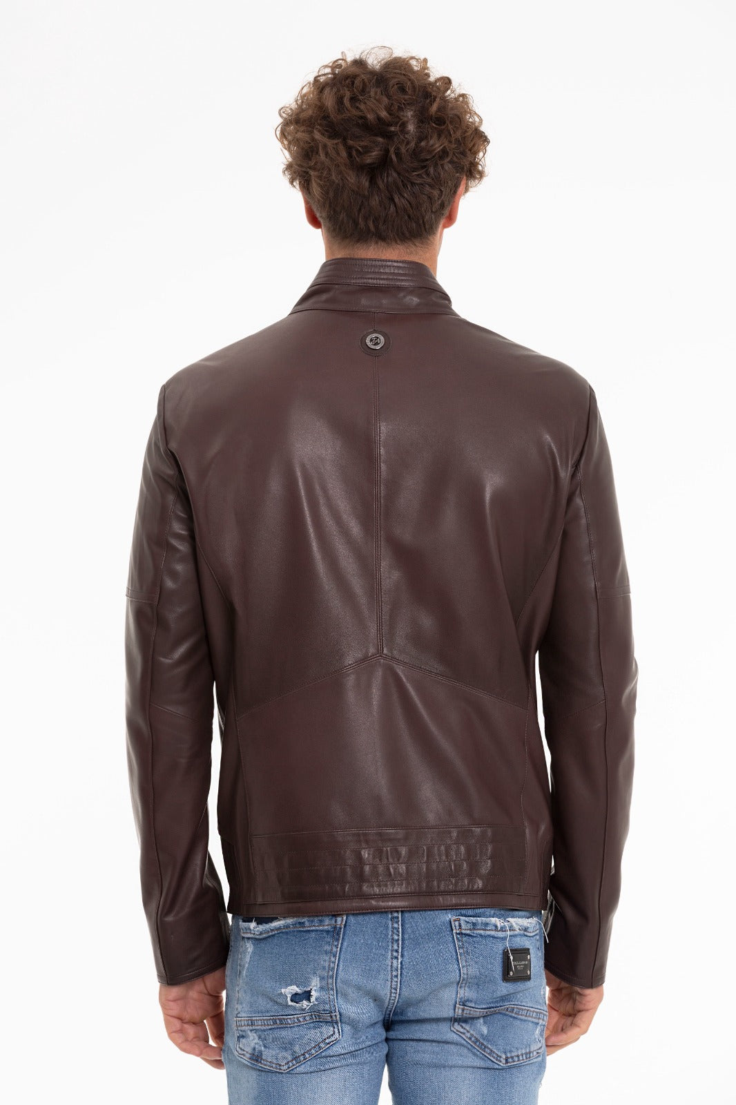 Chaqueta de cuero marrón para hombre de Alamo
