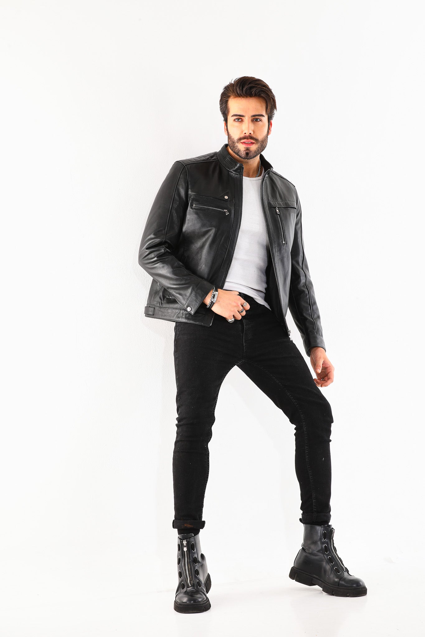 The Rossi Black Leather Men Jacket