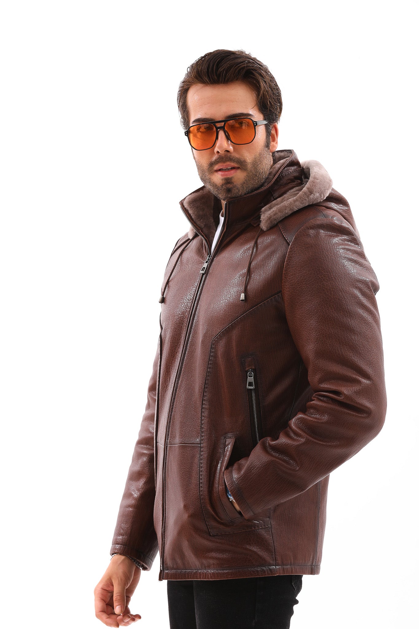 The Bergamo Brown Shearling Leather Men Jacket