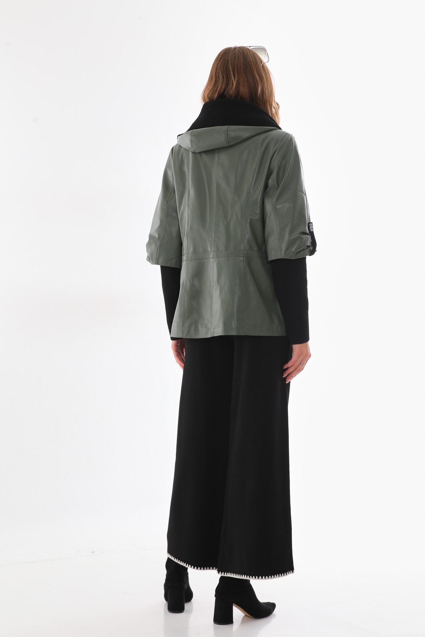 The Hudson Olive Green Leather Women Jacket