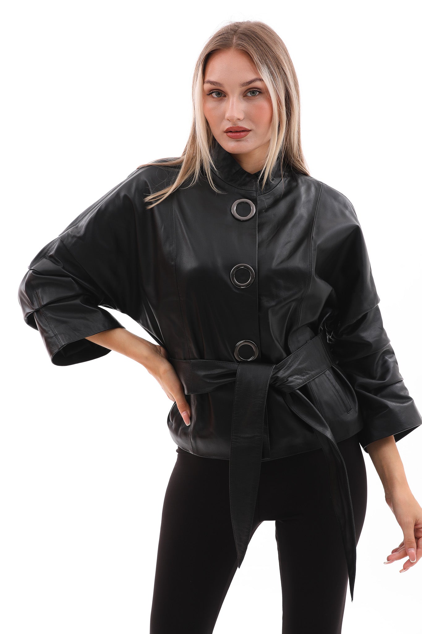 The Odessa Black Leather Women Jacket