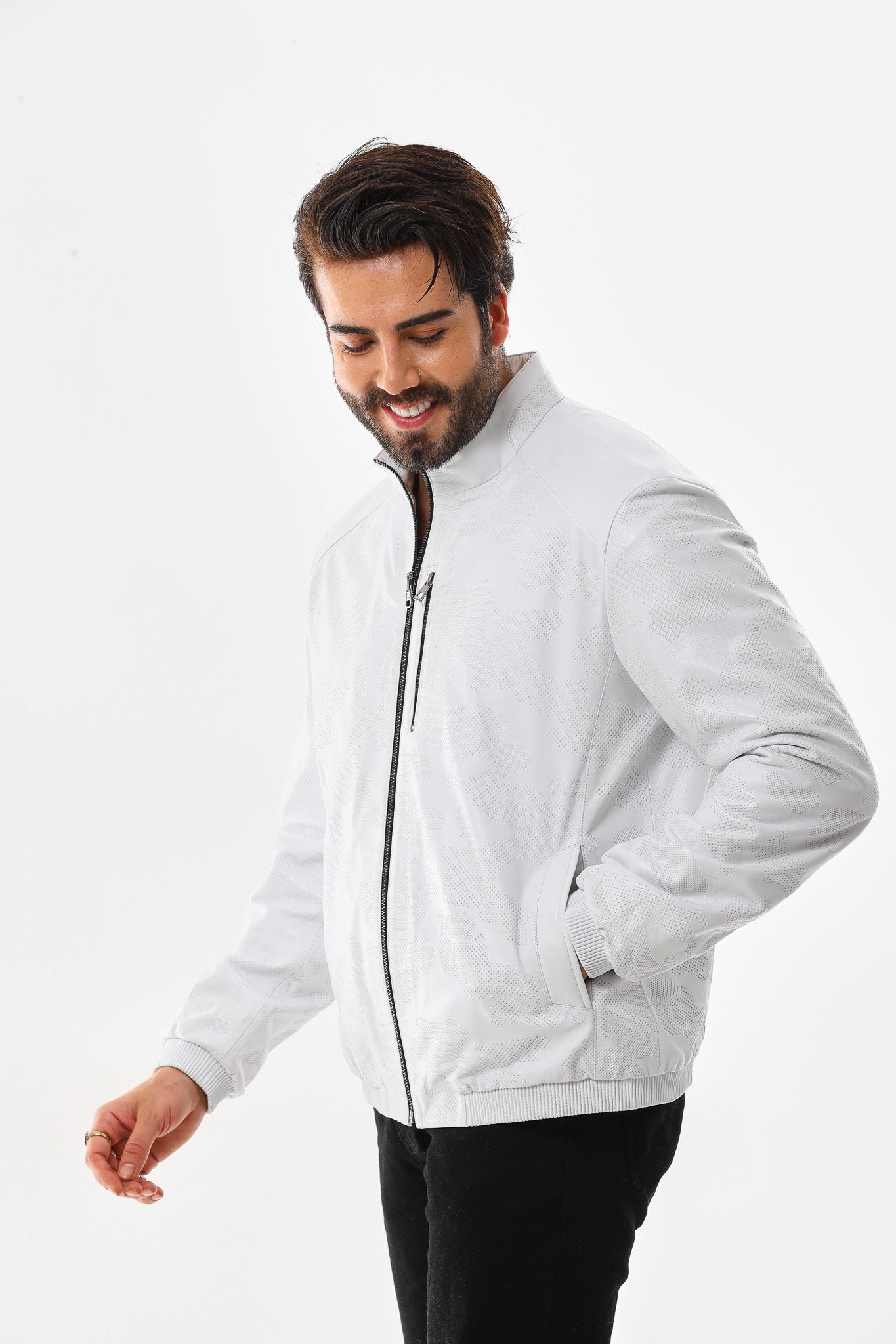 The Como Reversible White & Black Leather Bomber Jacket