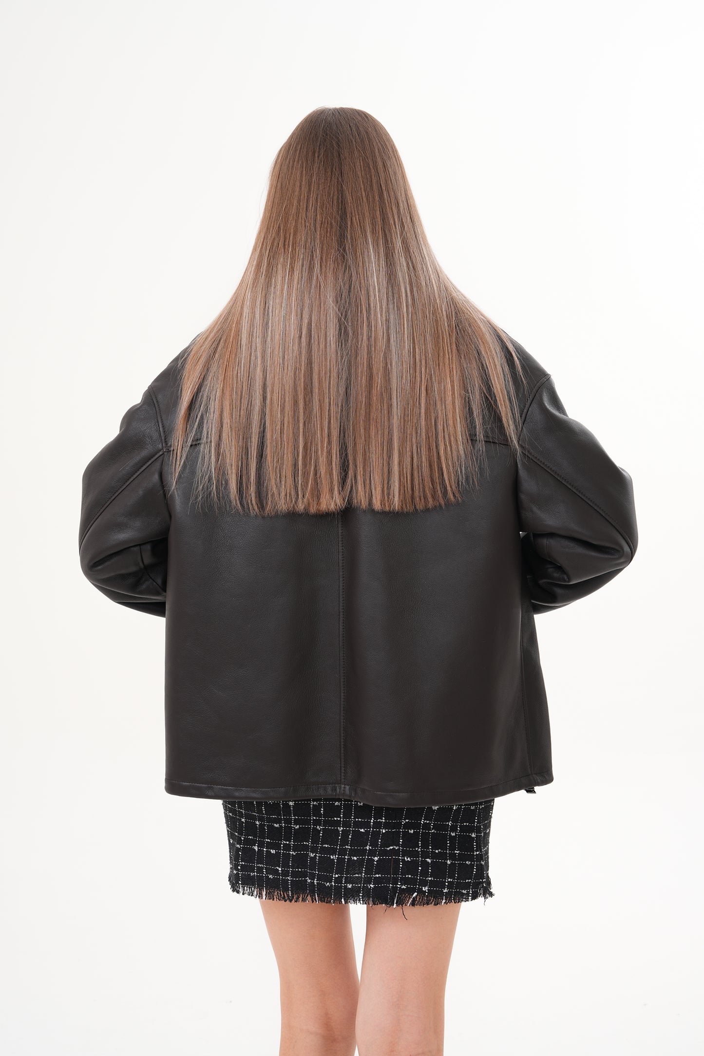 The Elise Black Shearling Leather Jacket
