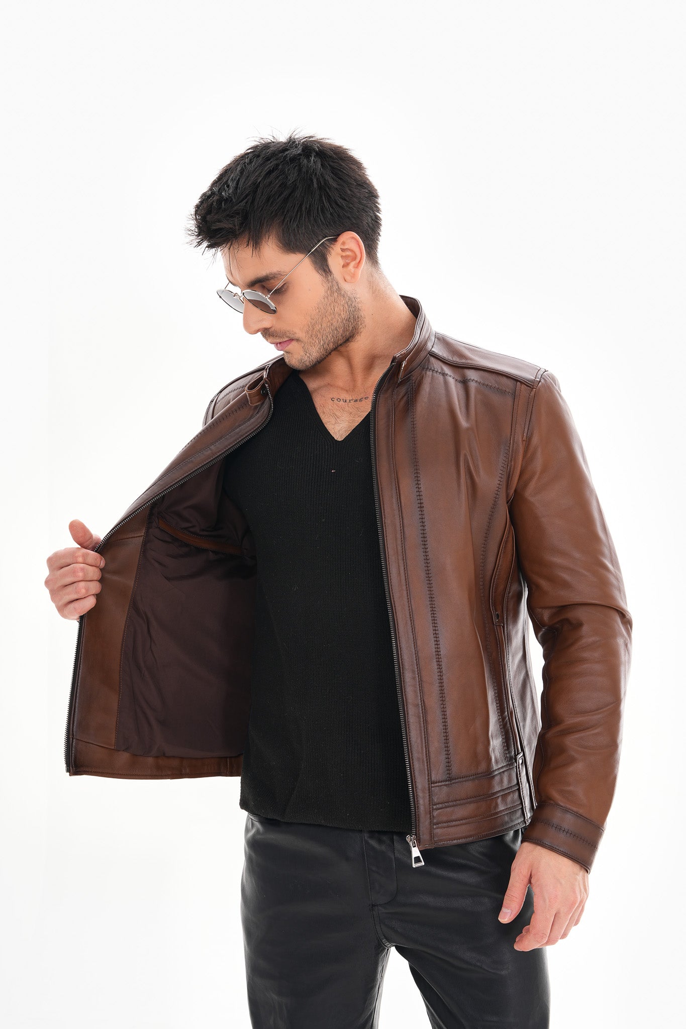 The Arezzo Brown Leather Men Jacket
