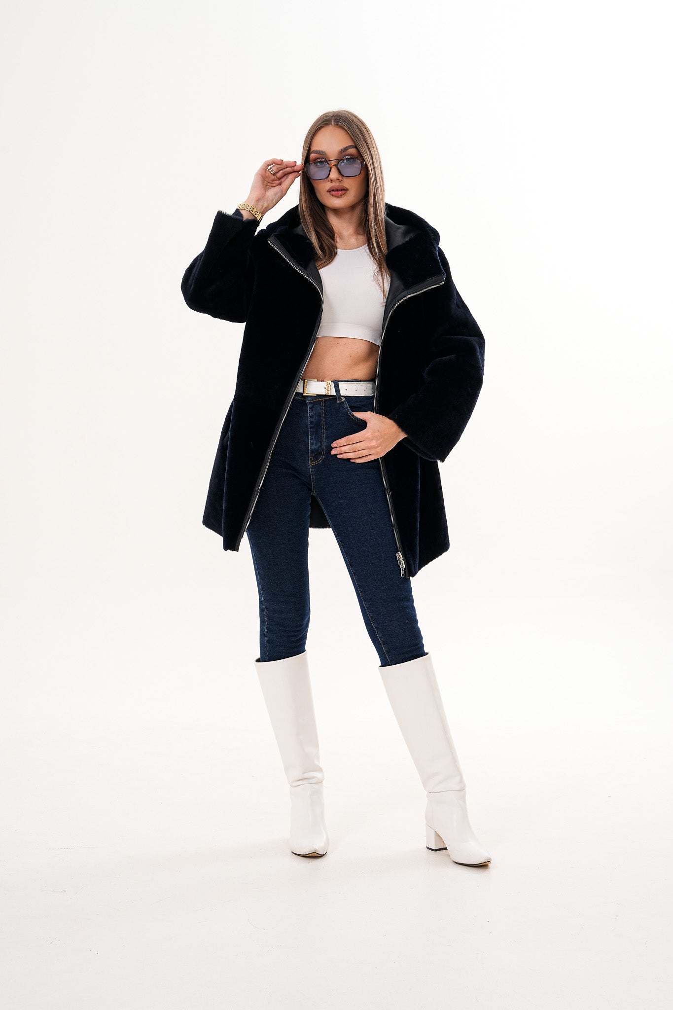 The Portofino Black Reversible Shearling Women Jacket