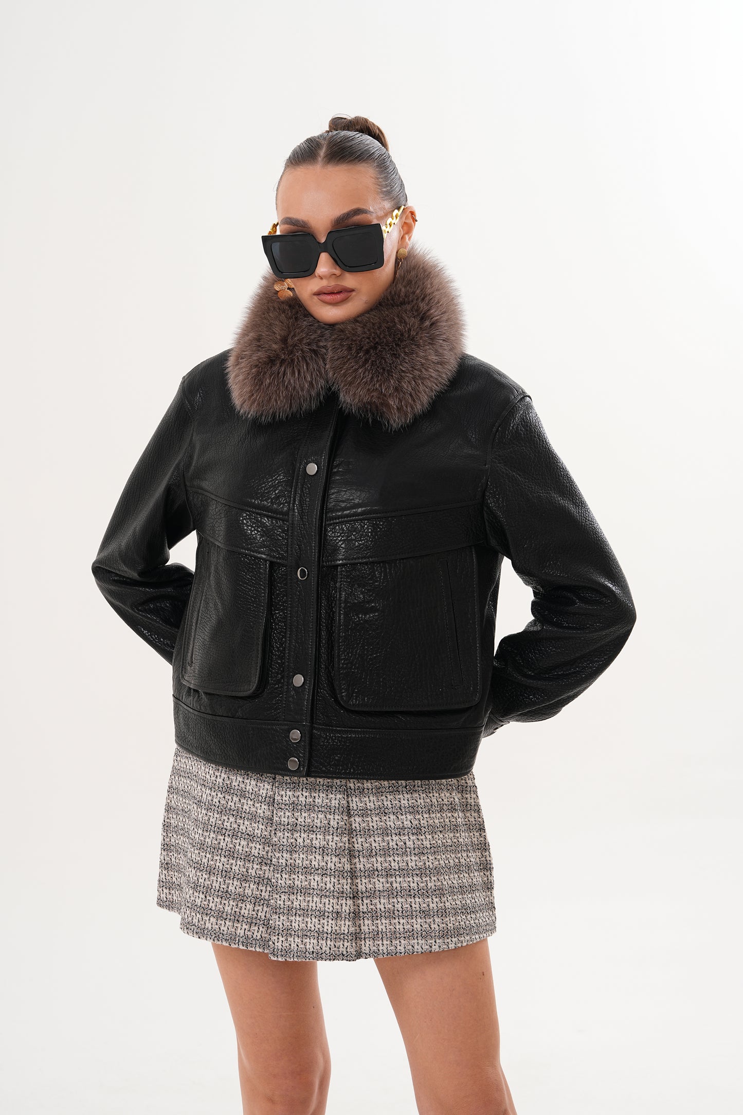 The Auretta Textured Leather Women Jacket