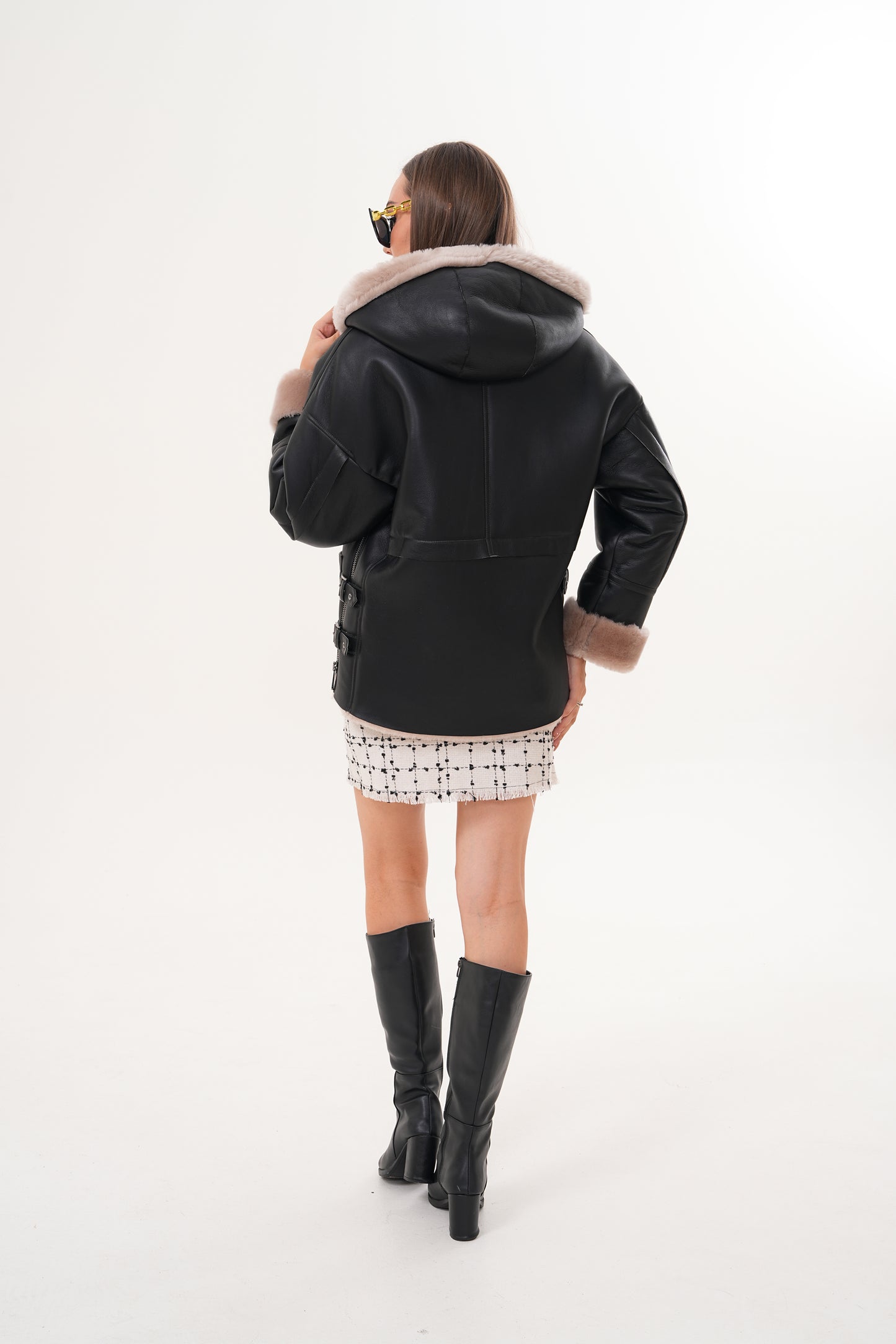 The Aspen Hooded Shearling Leather Women Jacket