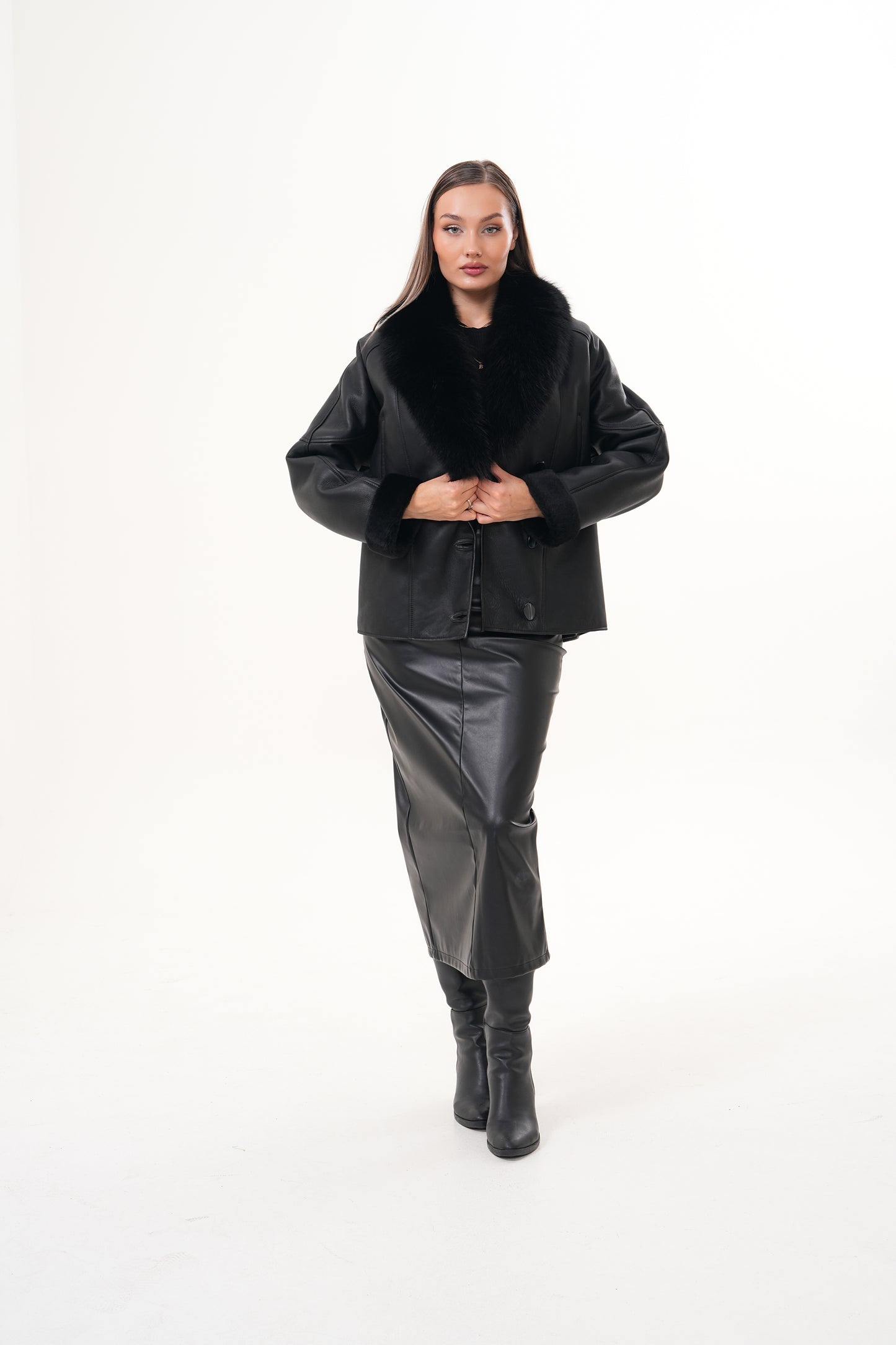 The Estelle Black Shearling Leather Women Jacket