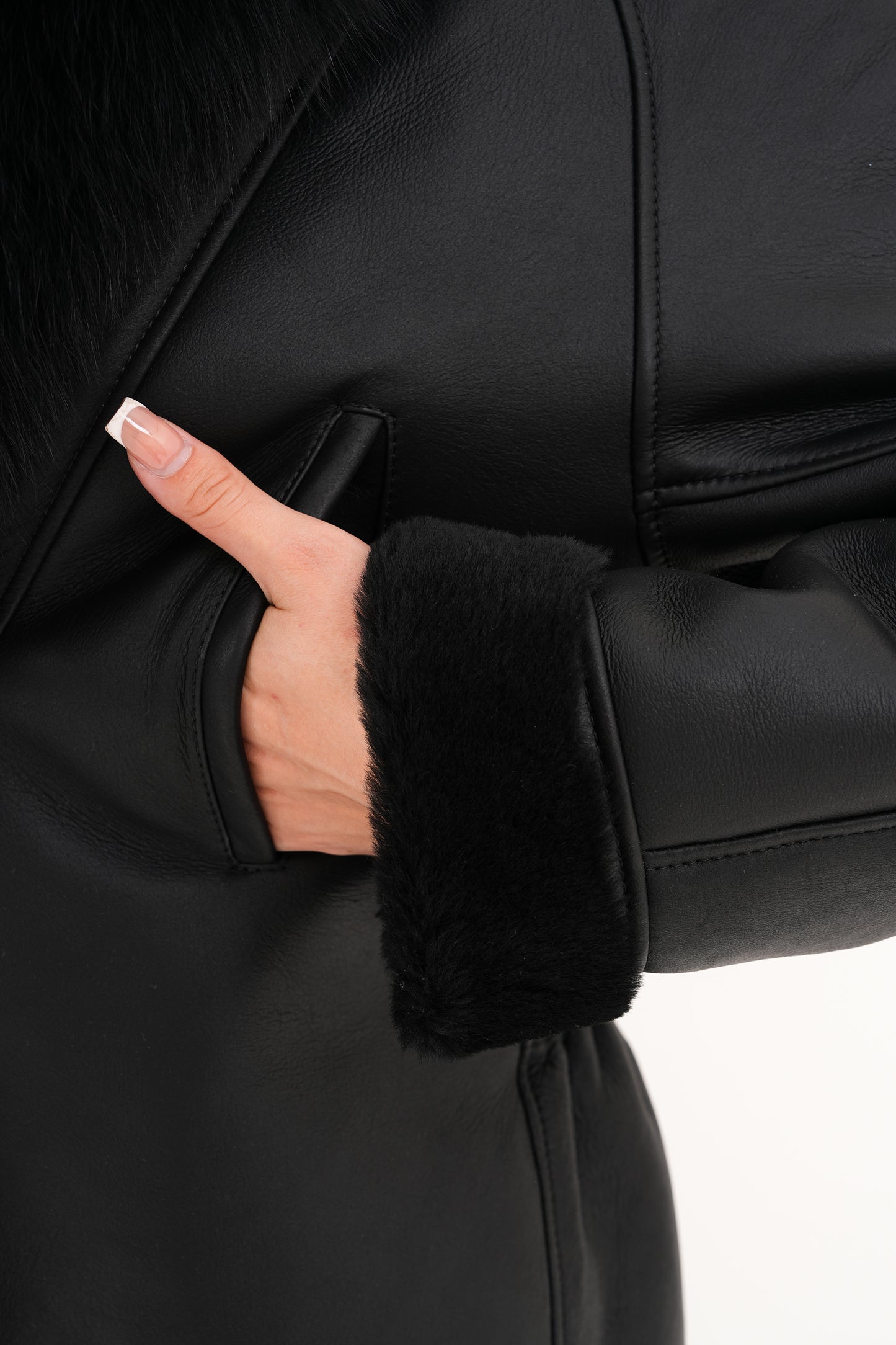 The Estelle Black Shearling Leather Women Jacket