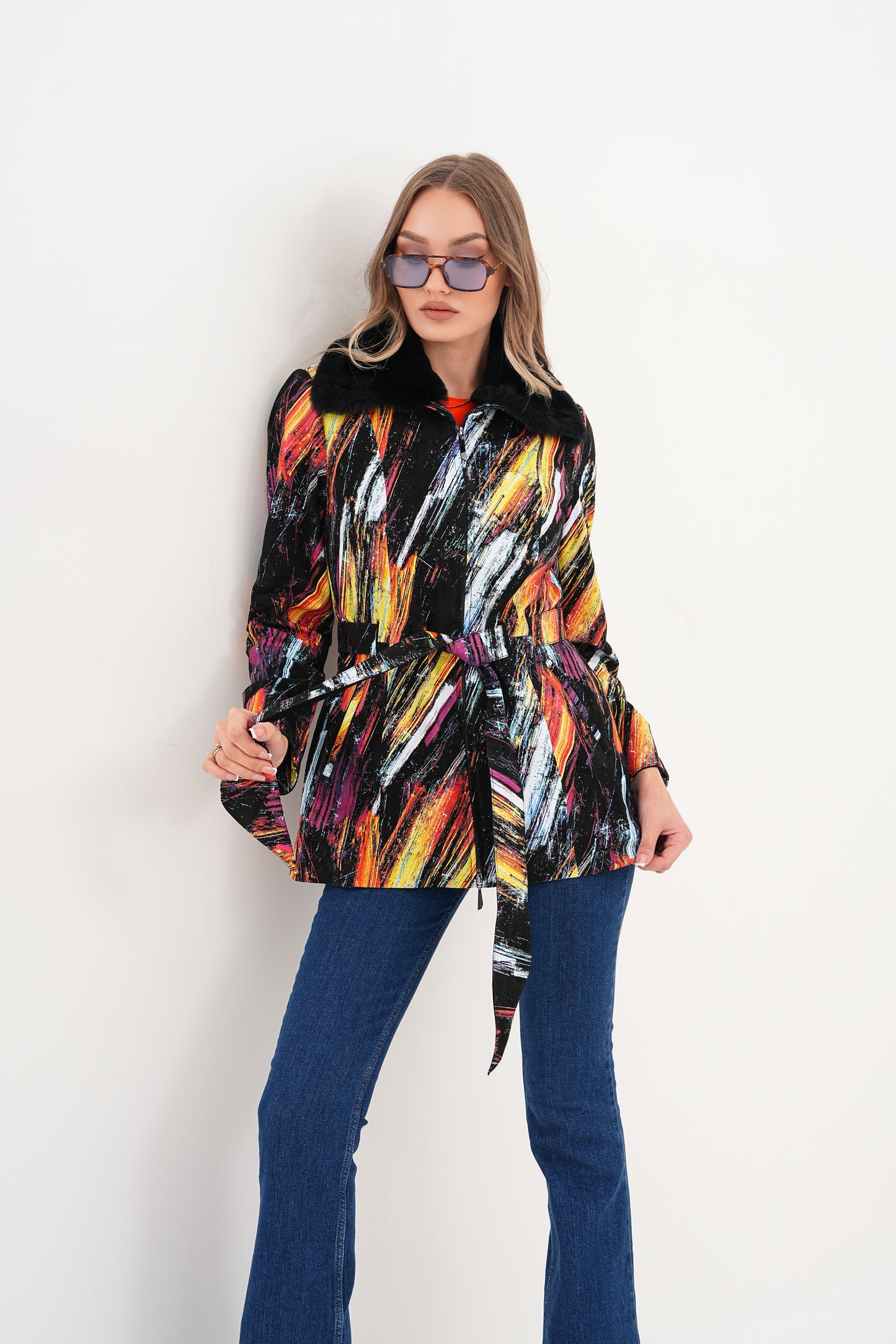 The Mirage Brushstroke Leather Women Jacket