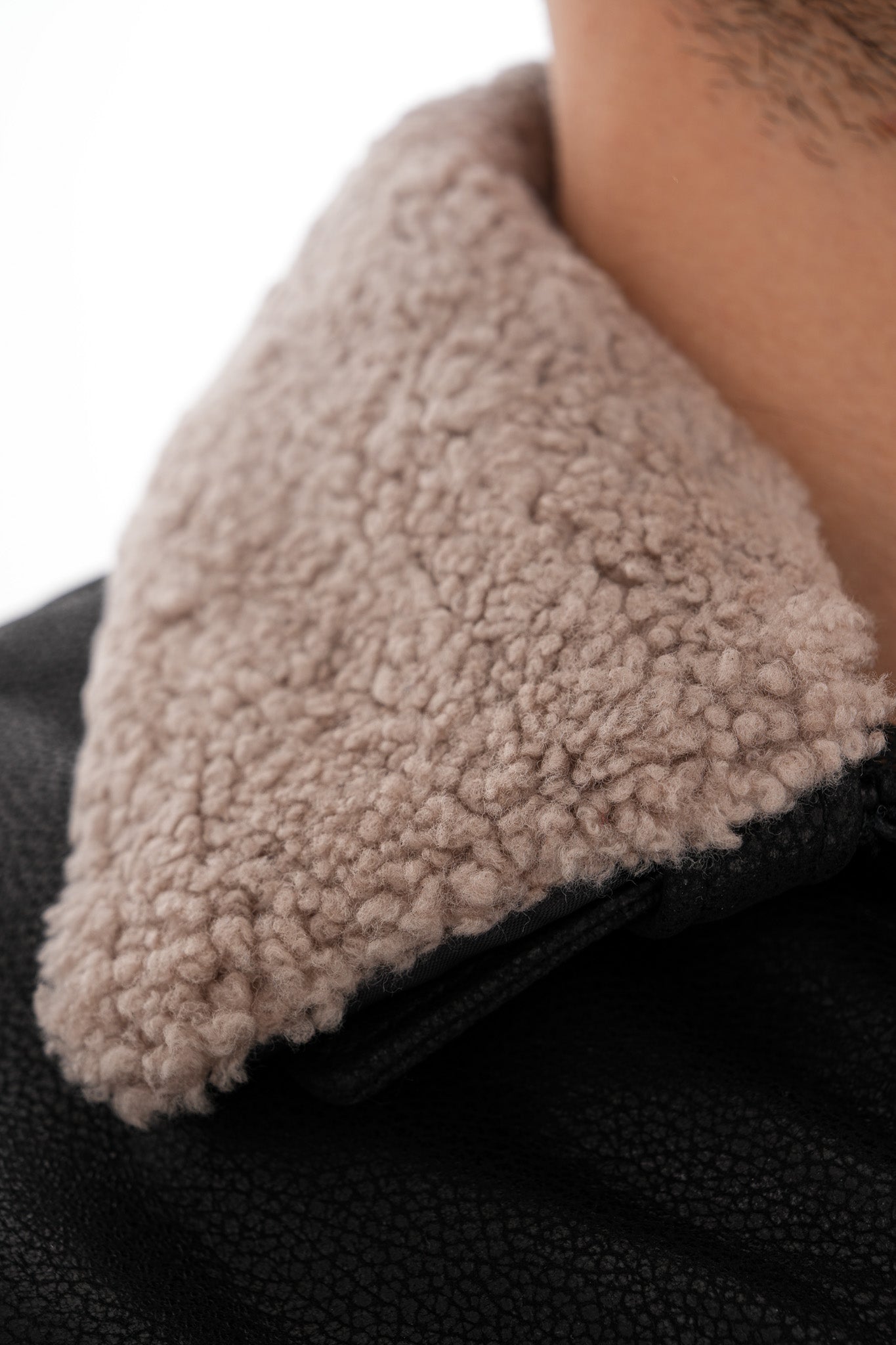 The Sarnico Black Shearling Collar Leather Jacket