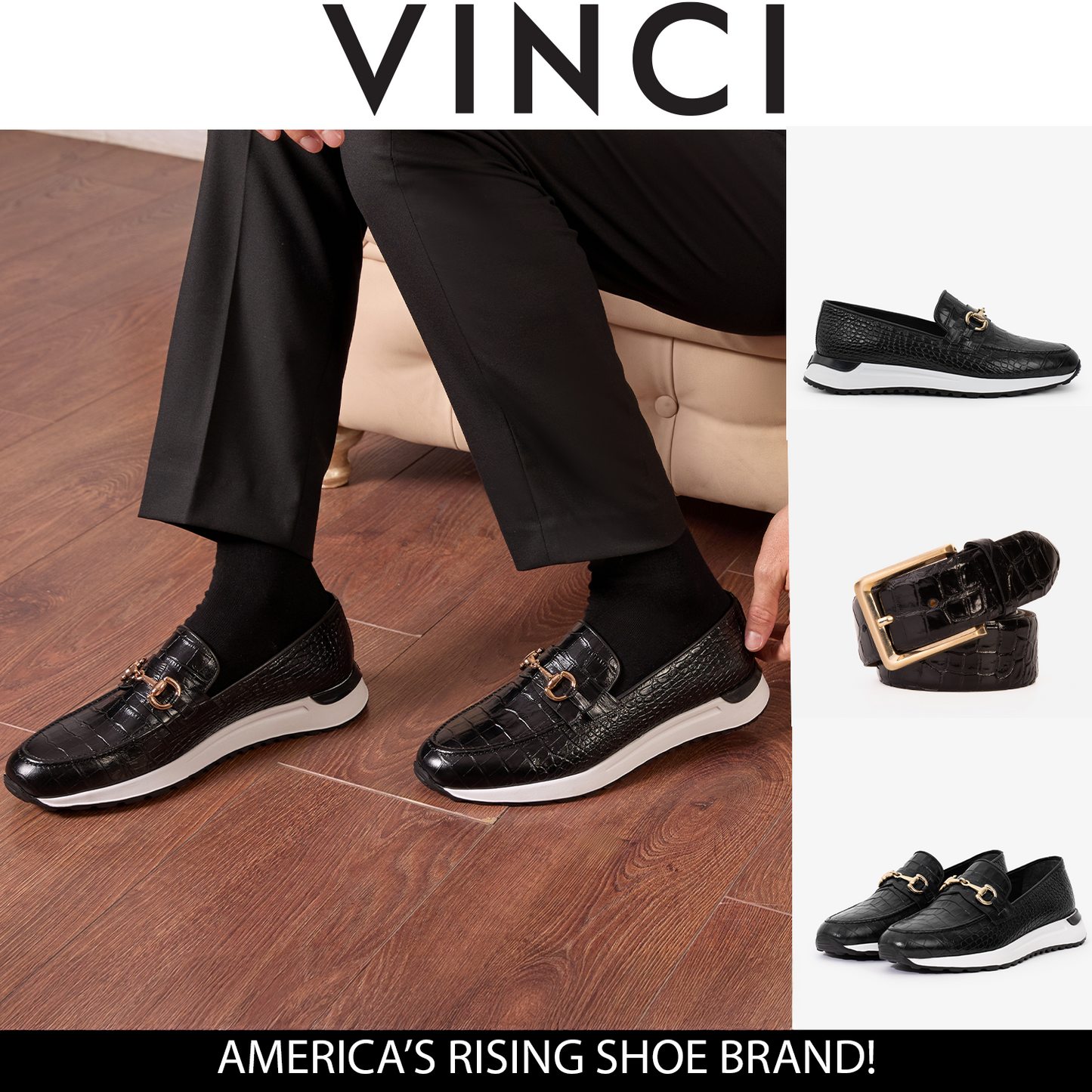 Zapatillas de deporte de cuero negro Padova para hombre
