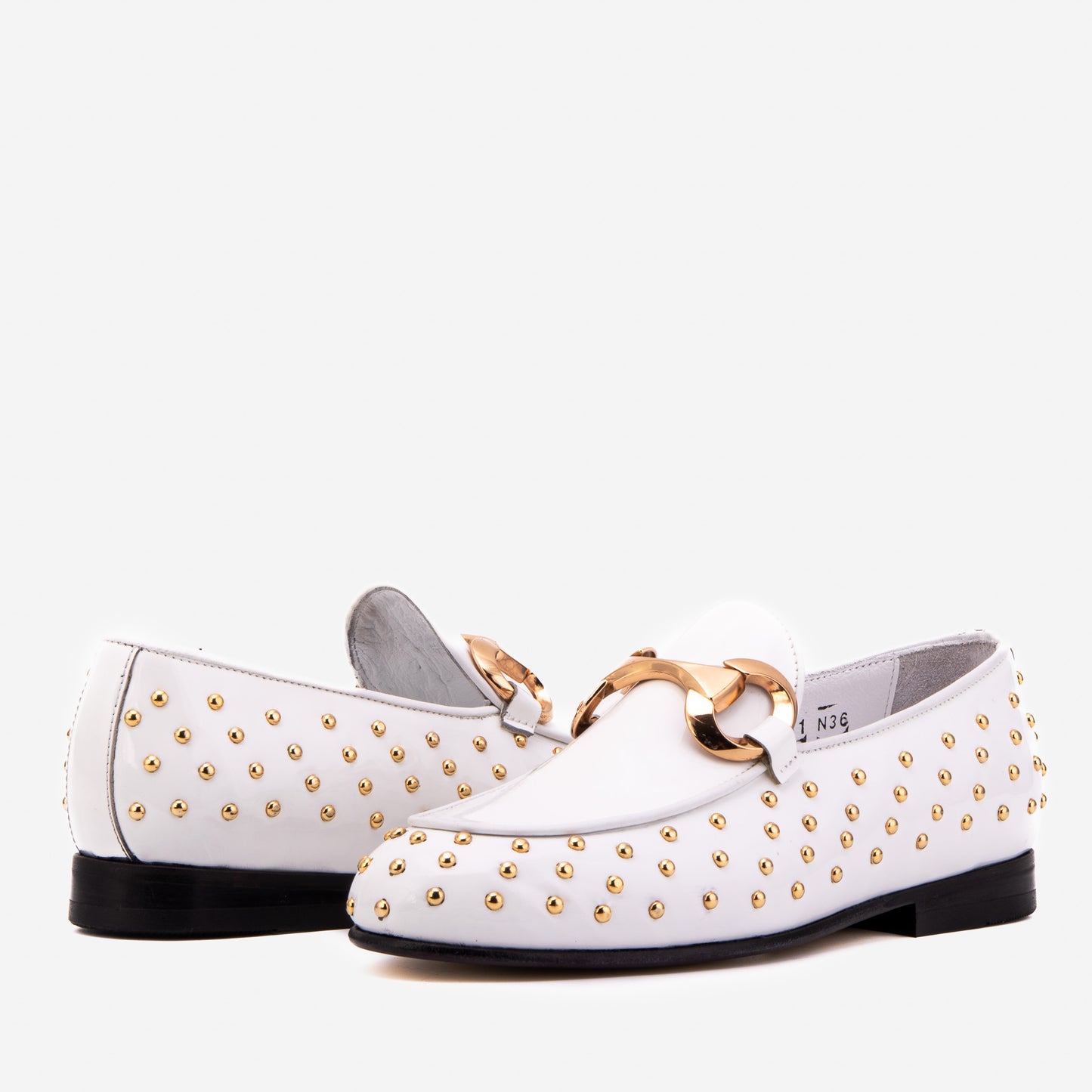 The Jupiter Shoe White Spike Leather Bit Dress Loafer Limited Edition Women Shoe