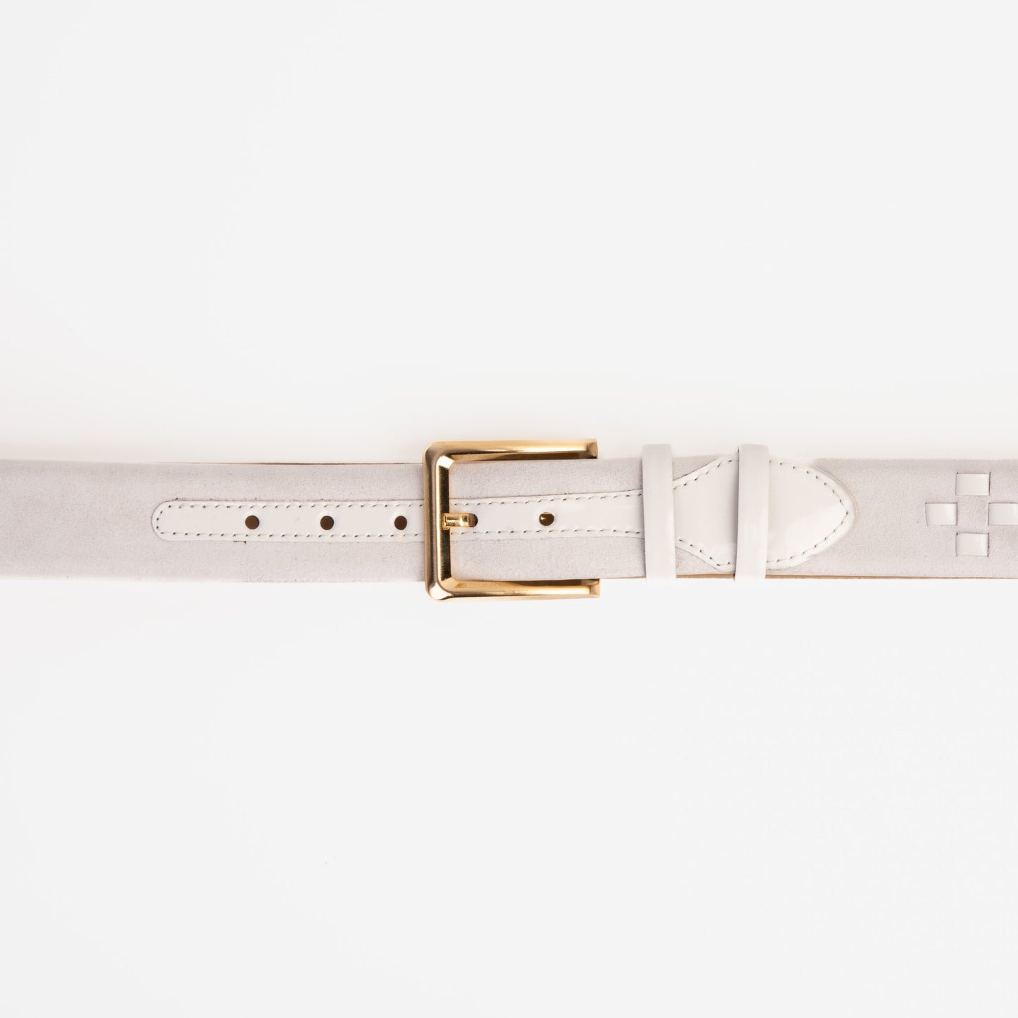 Cinturón de cuero tejido blanco y dorado de Eugene