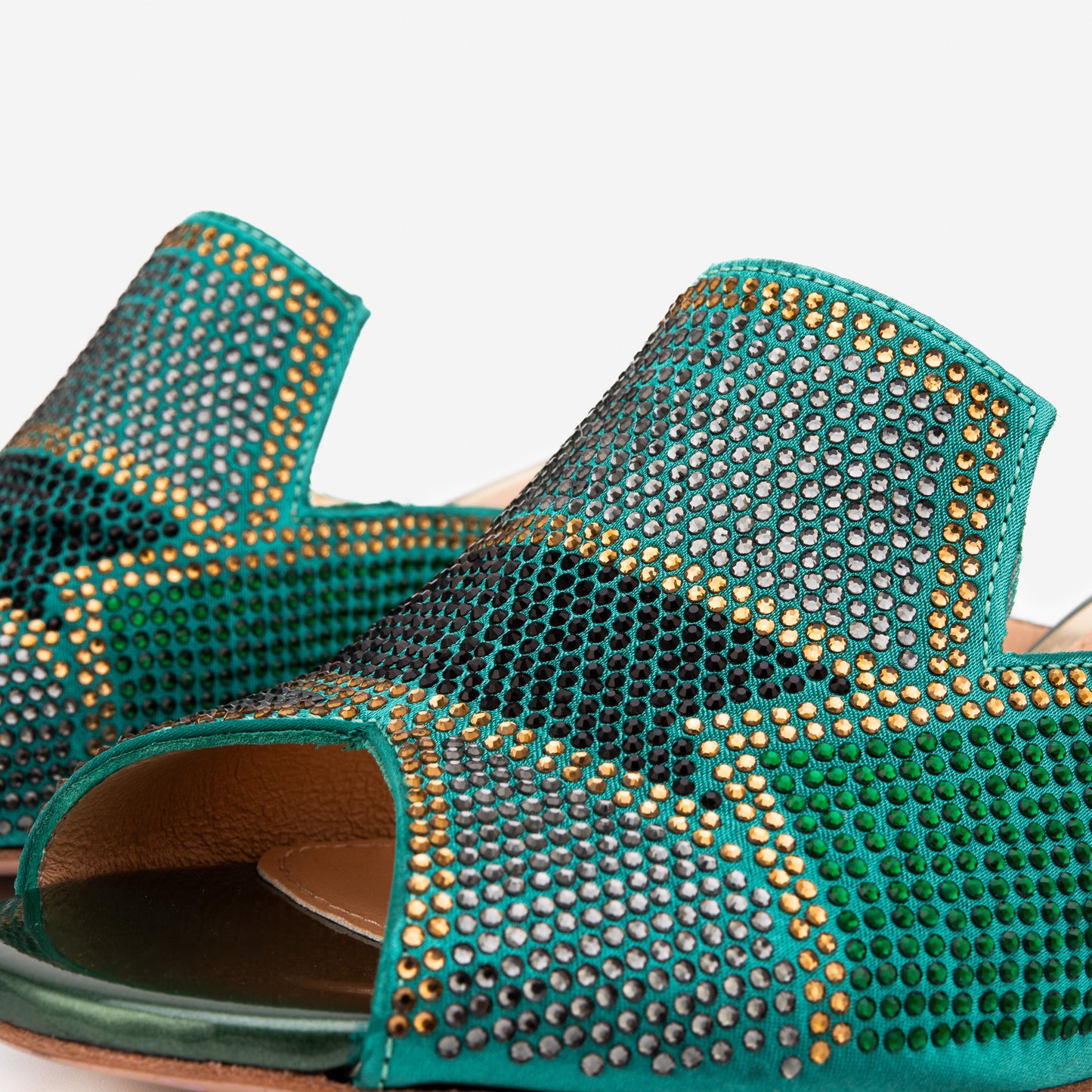 The Magnolia Green Glitter Leather Women Sandal