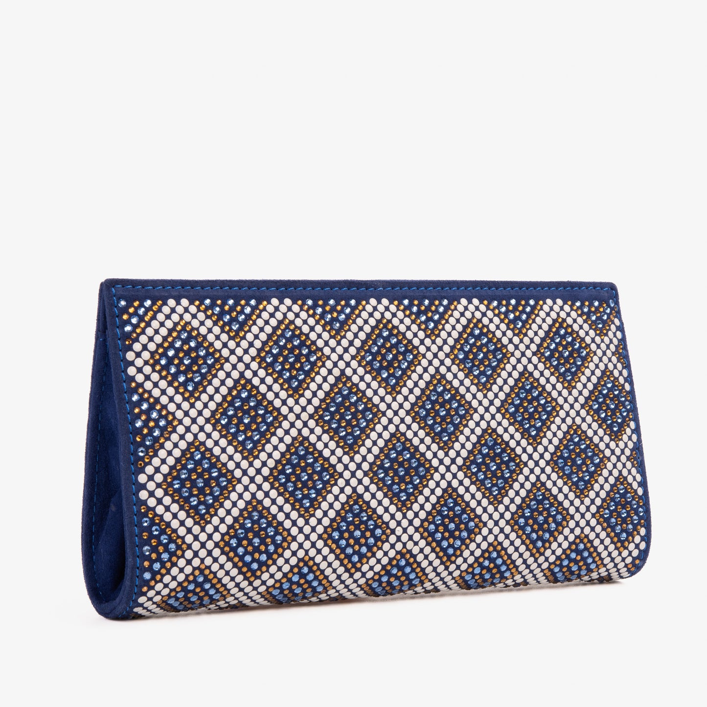 The Nampula Sax Blue Glitter Suede Leather Small Clutch