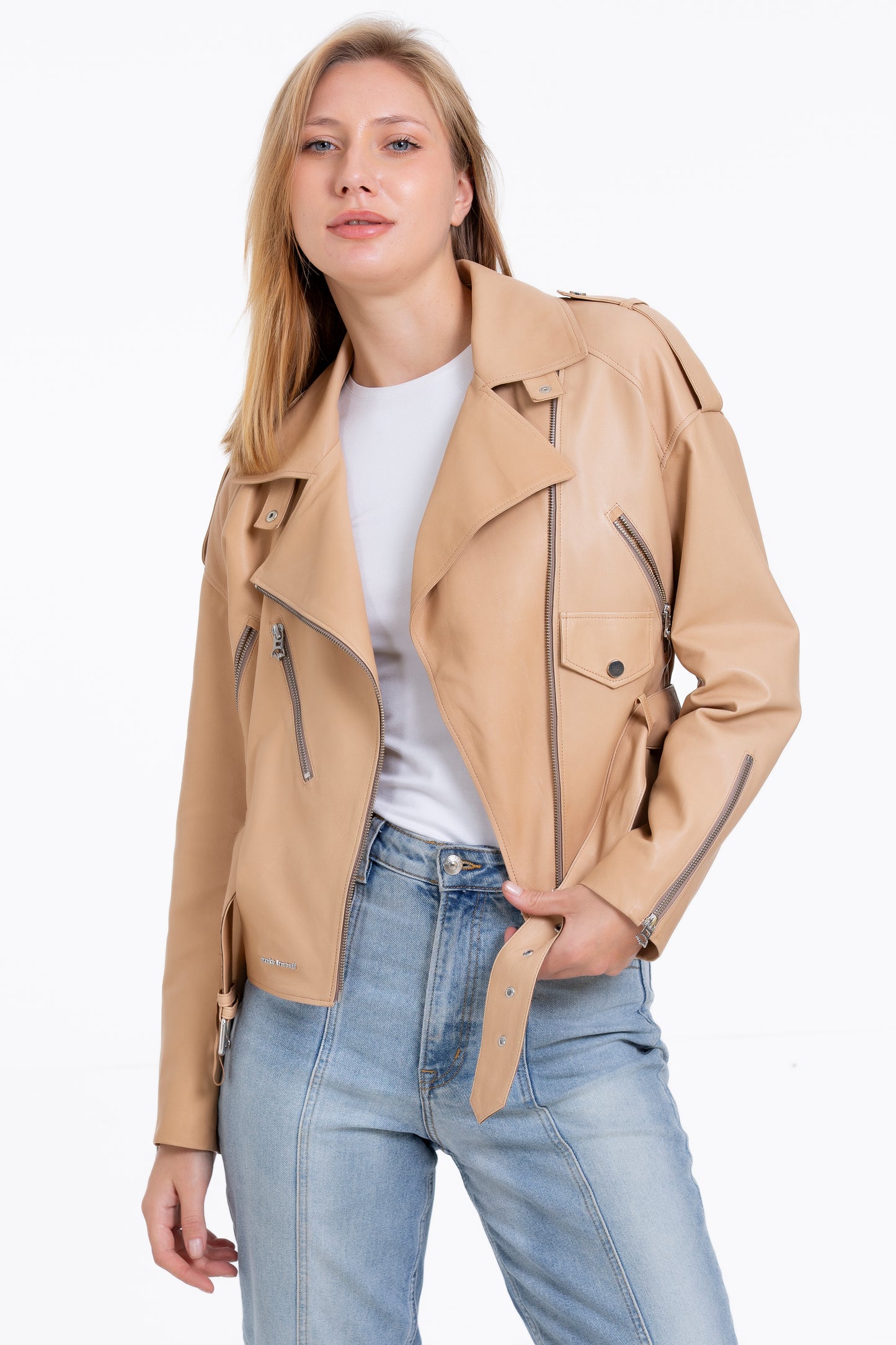 Chaqueta de cuero Noord para mujer con diseño de galletas