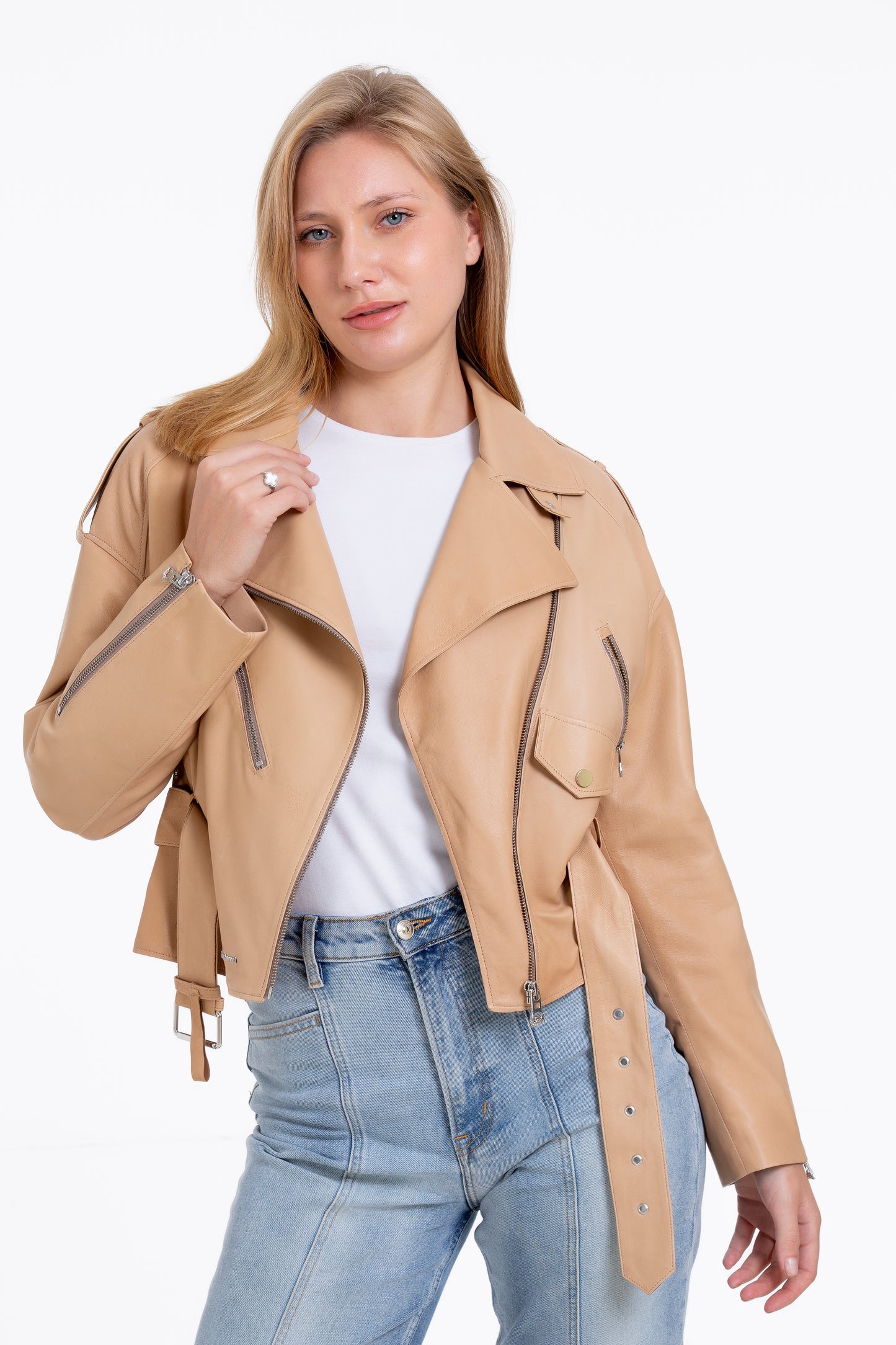 Chaqueta de cuero Noord para mujer con diseño de galletas
