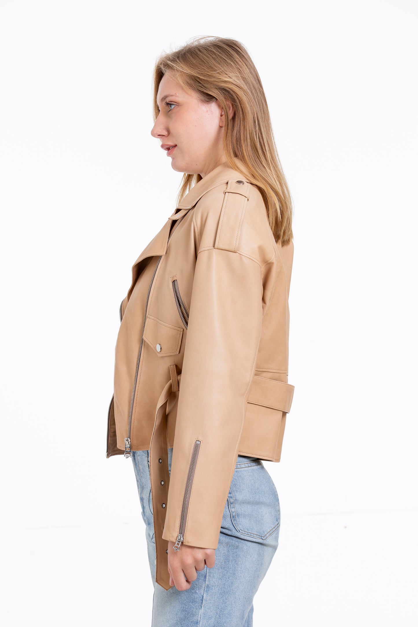 Chaqueta de cuero Noord para mujer con diseño de galletas
