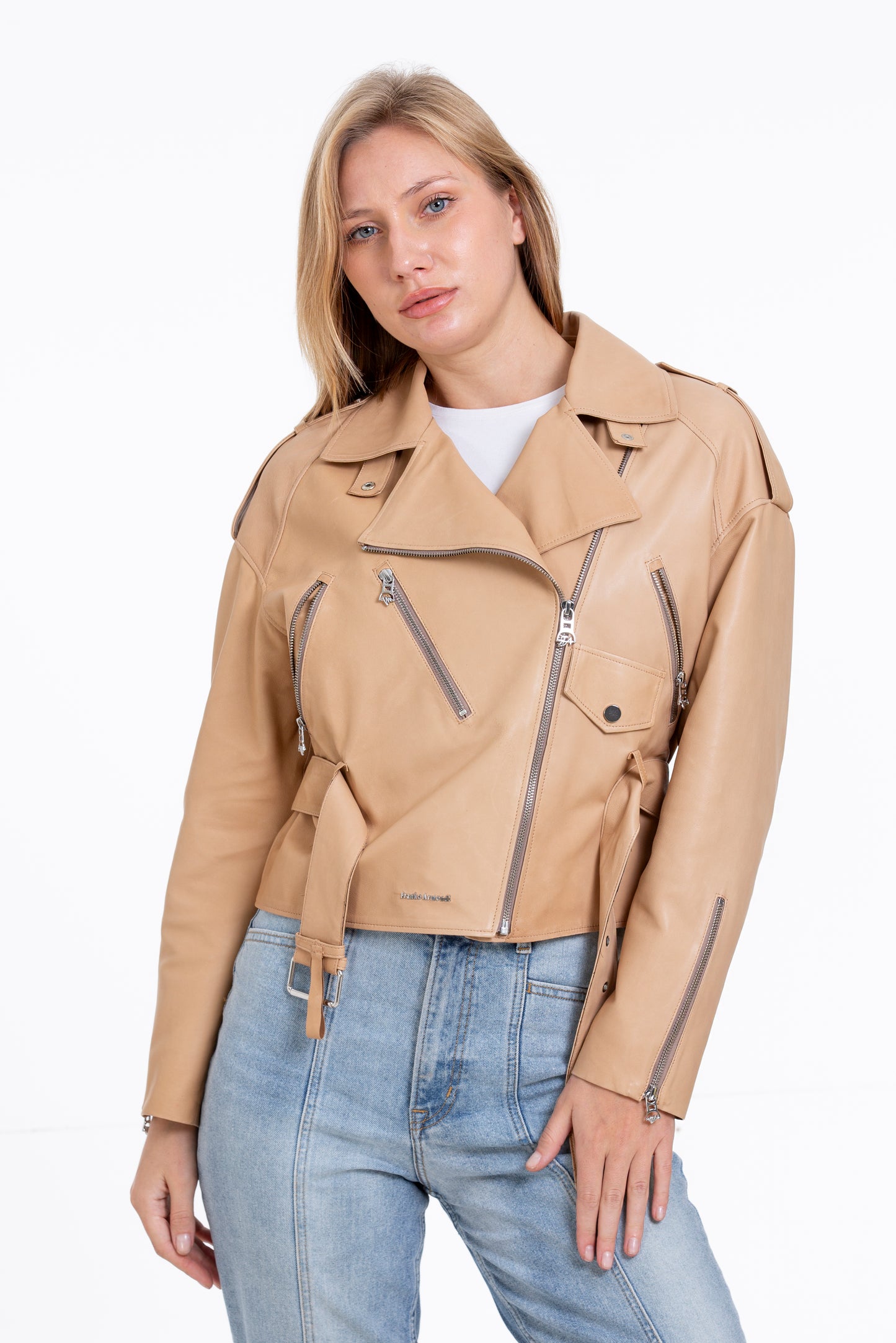 Chaqueta de cuero Noord para mujer con diseño de galletas