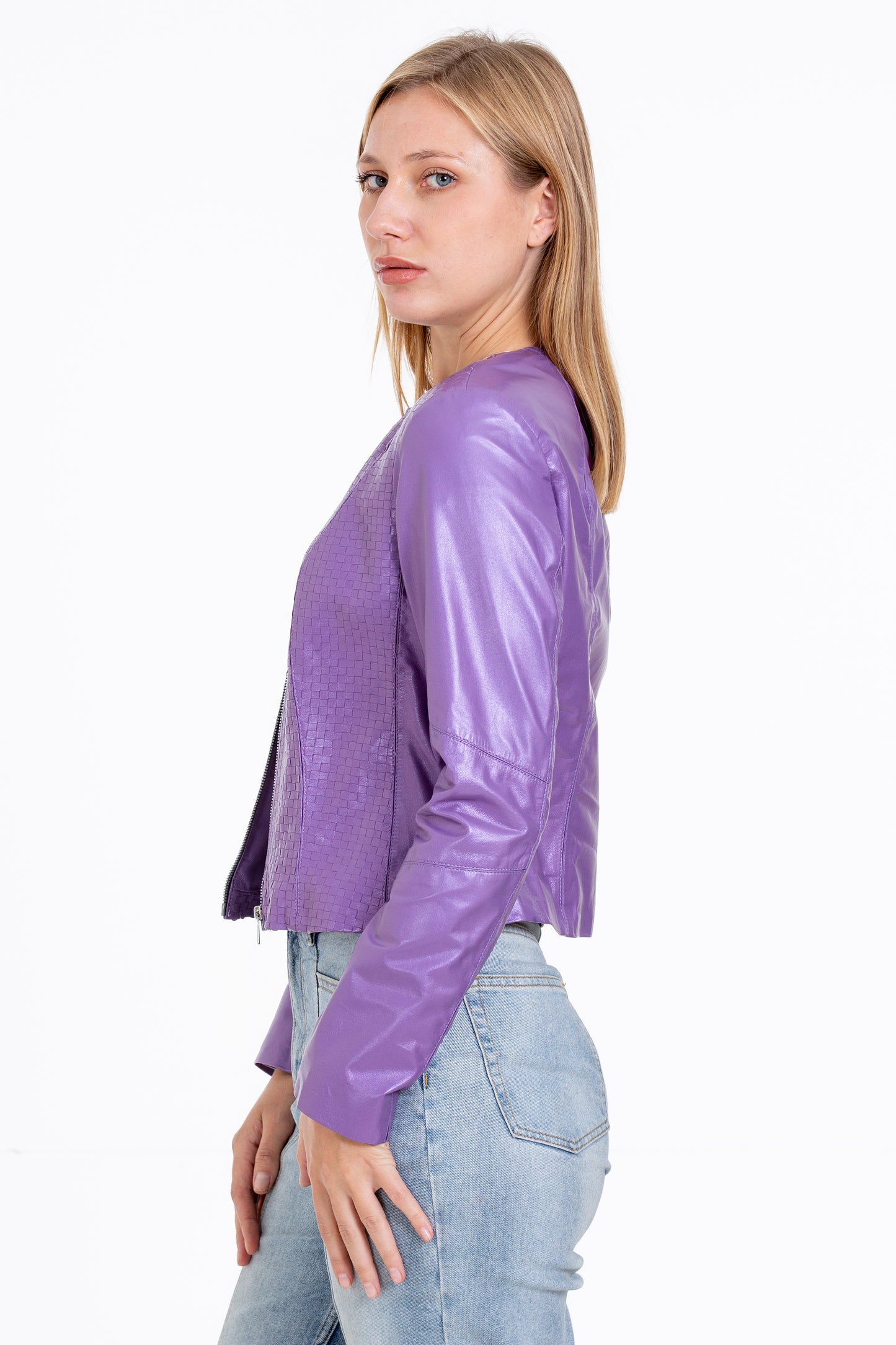 La chaqueta de cuero lila para mujer de Havnen