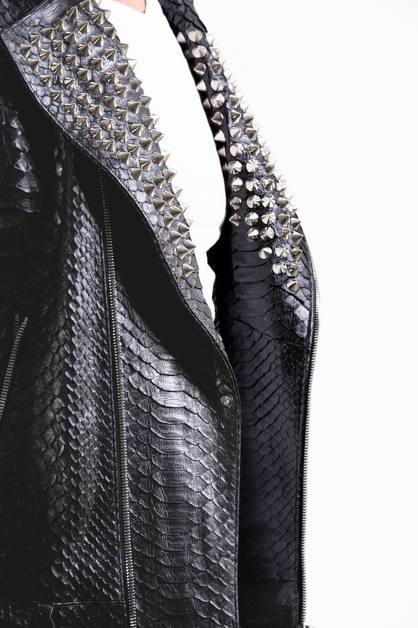 The Kopenhag Pythn Black Spike Leather Men Jacket