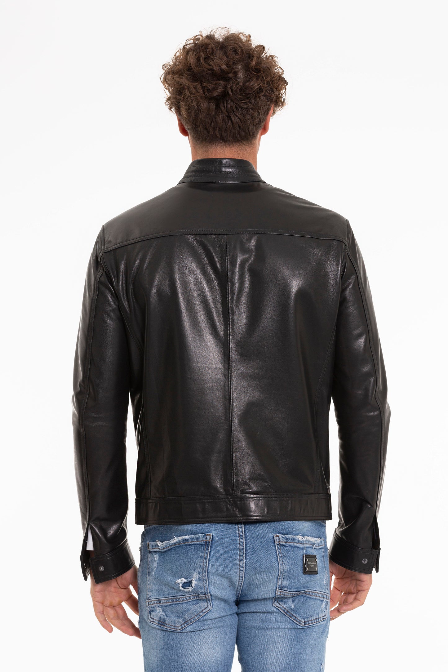 La chaqueta de cuero negra para hombre de Poleo