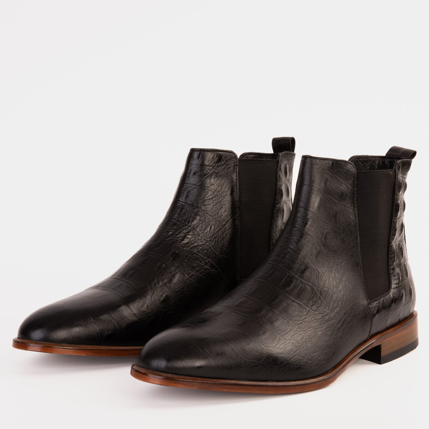 ¡La bota de vestir para hombre Chelsea de cuero negro Sirocco, venta final!