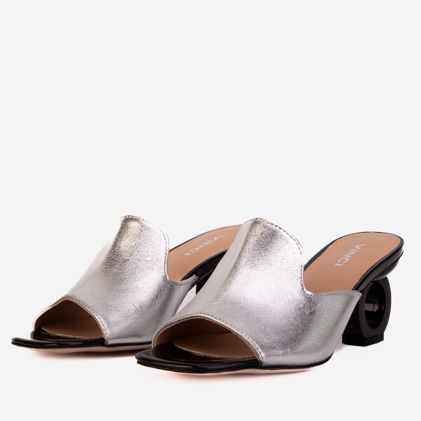 Sandalia de piel plateada Tory para mujer