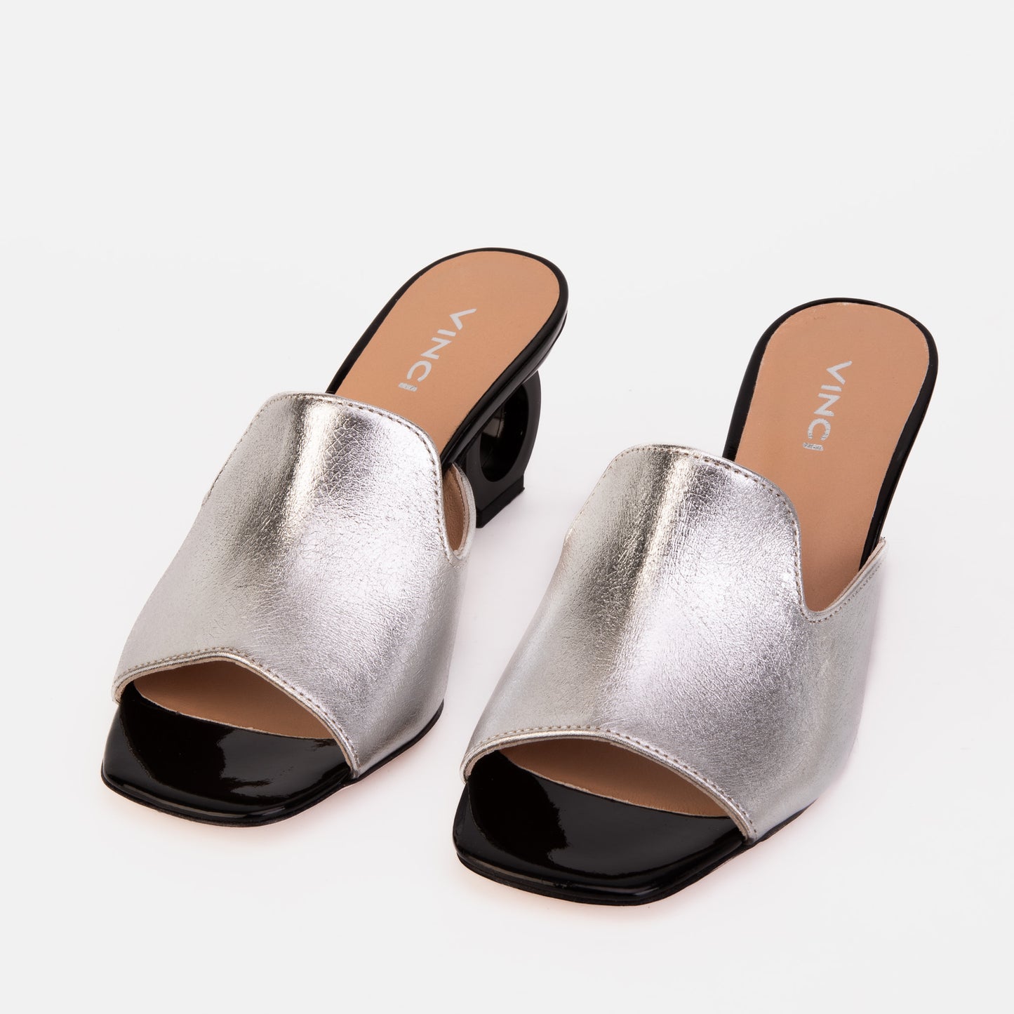Sandalia de piel plateada Tory para mujer
