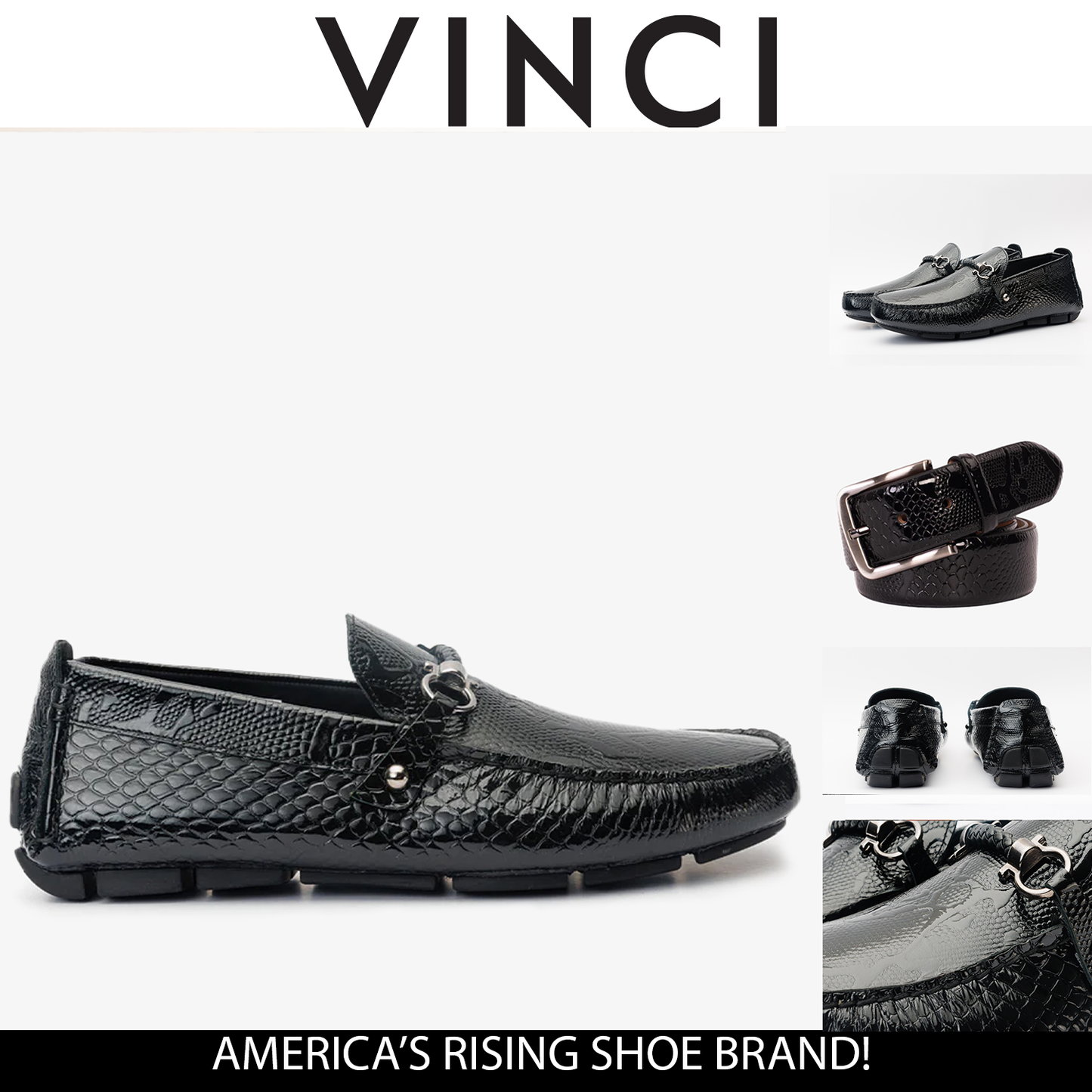 Mocasín Bit Drive de cuero negro de Bolonia para hombre