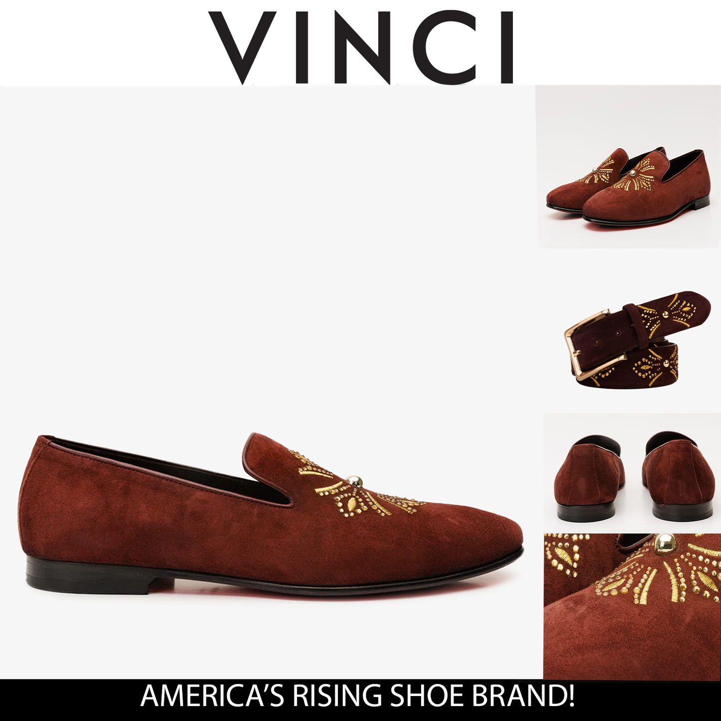 The Lazio Shoe Burgundy Suede Slip-on Loafer Men Shoe
