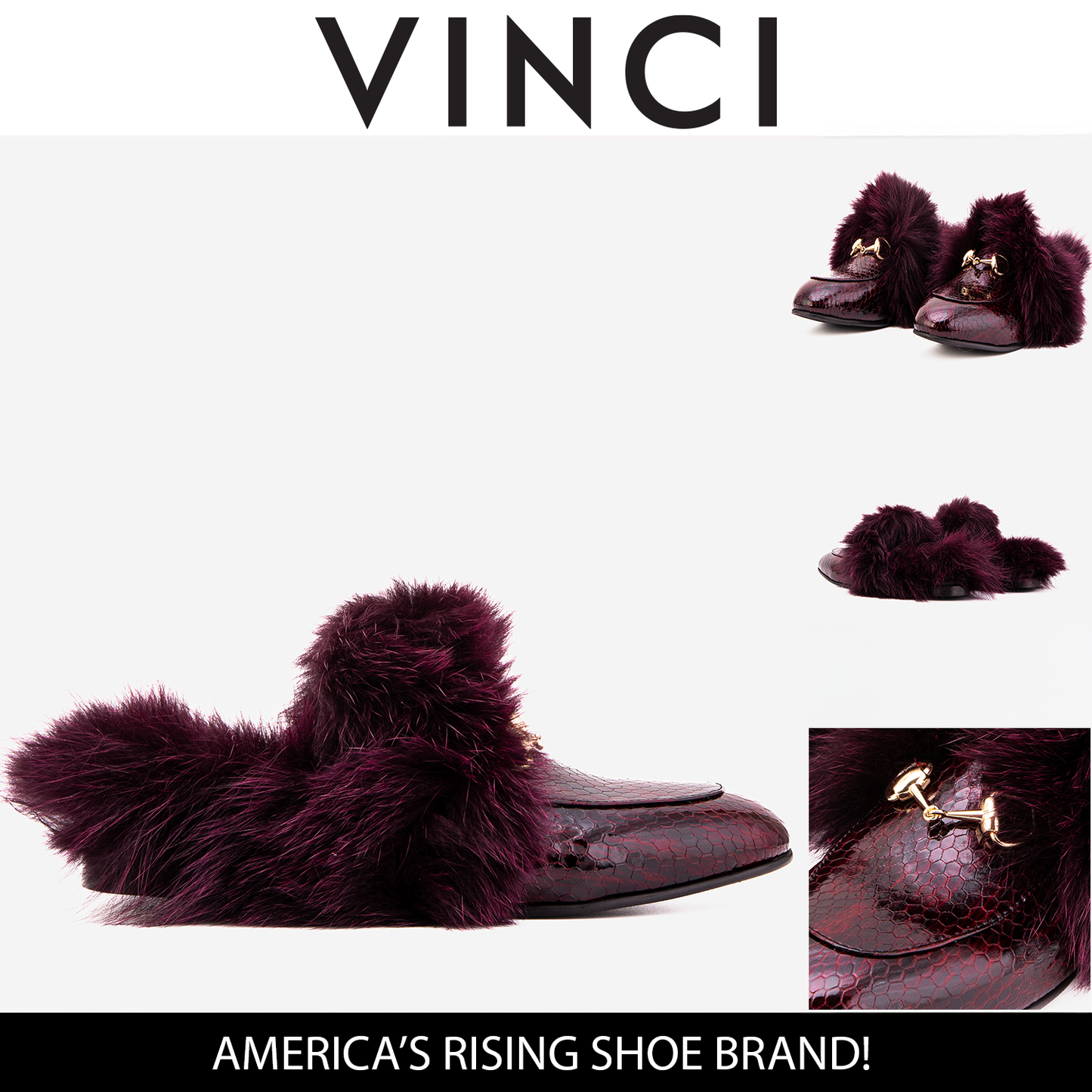 La zapatilla para mujer Izmir Burgundy de charol con piel natural