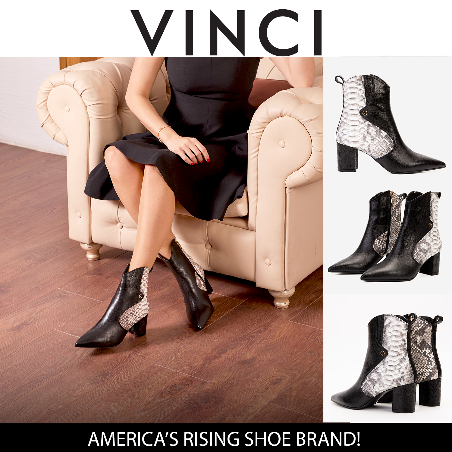 The Saturn Natural Pythn Leather Block Heel Women Boot – Vinci