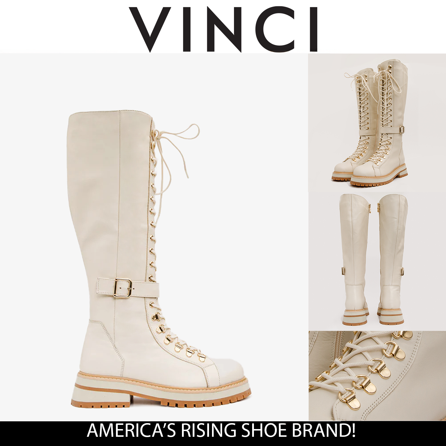 【ANDMARY】Elina ribbon long boots Ivory ANDMARY】Elina ribbon long boots