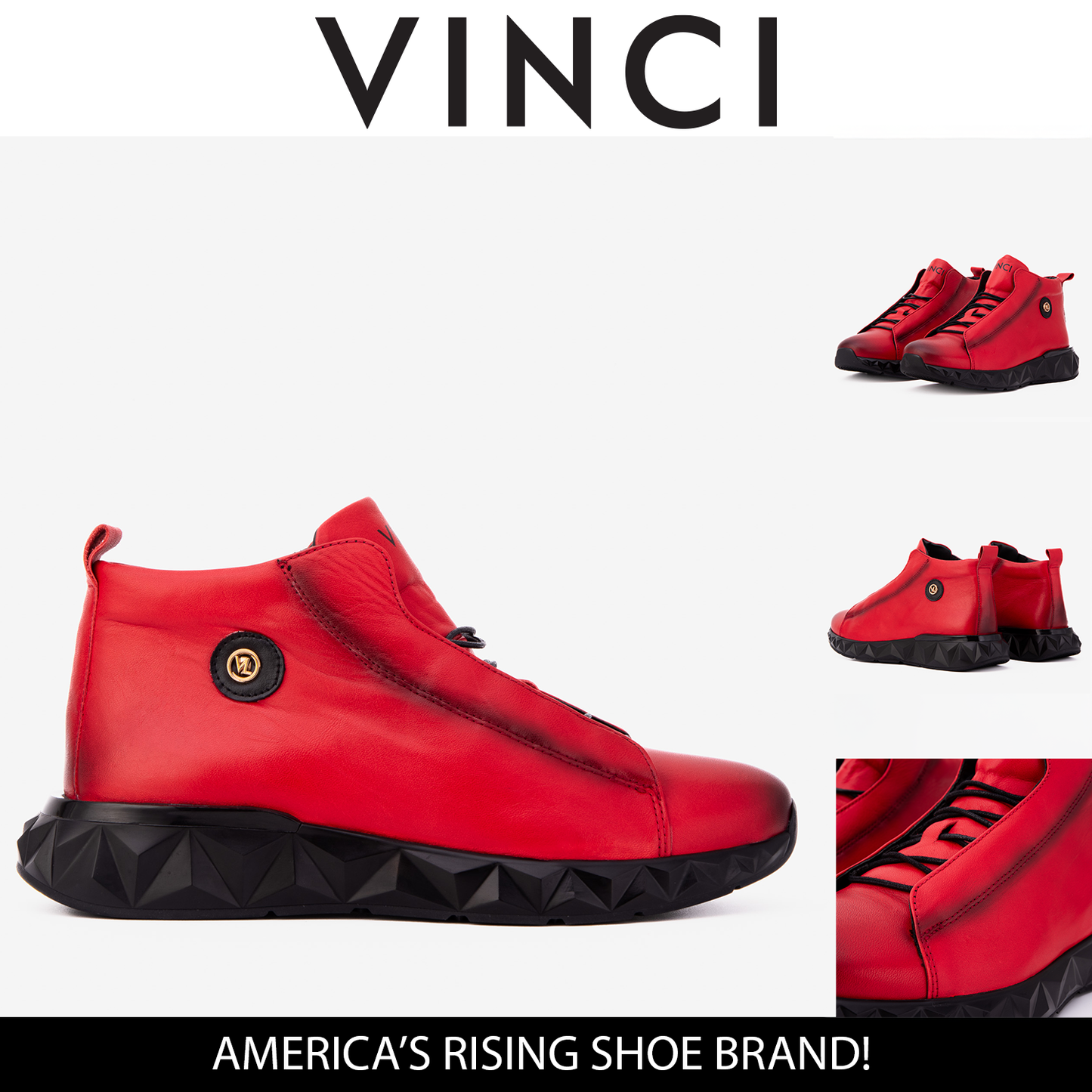 El Zapatilla de Cuero Rojo para Hombre Vertex
