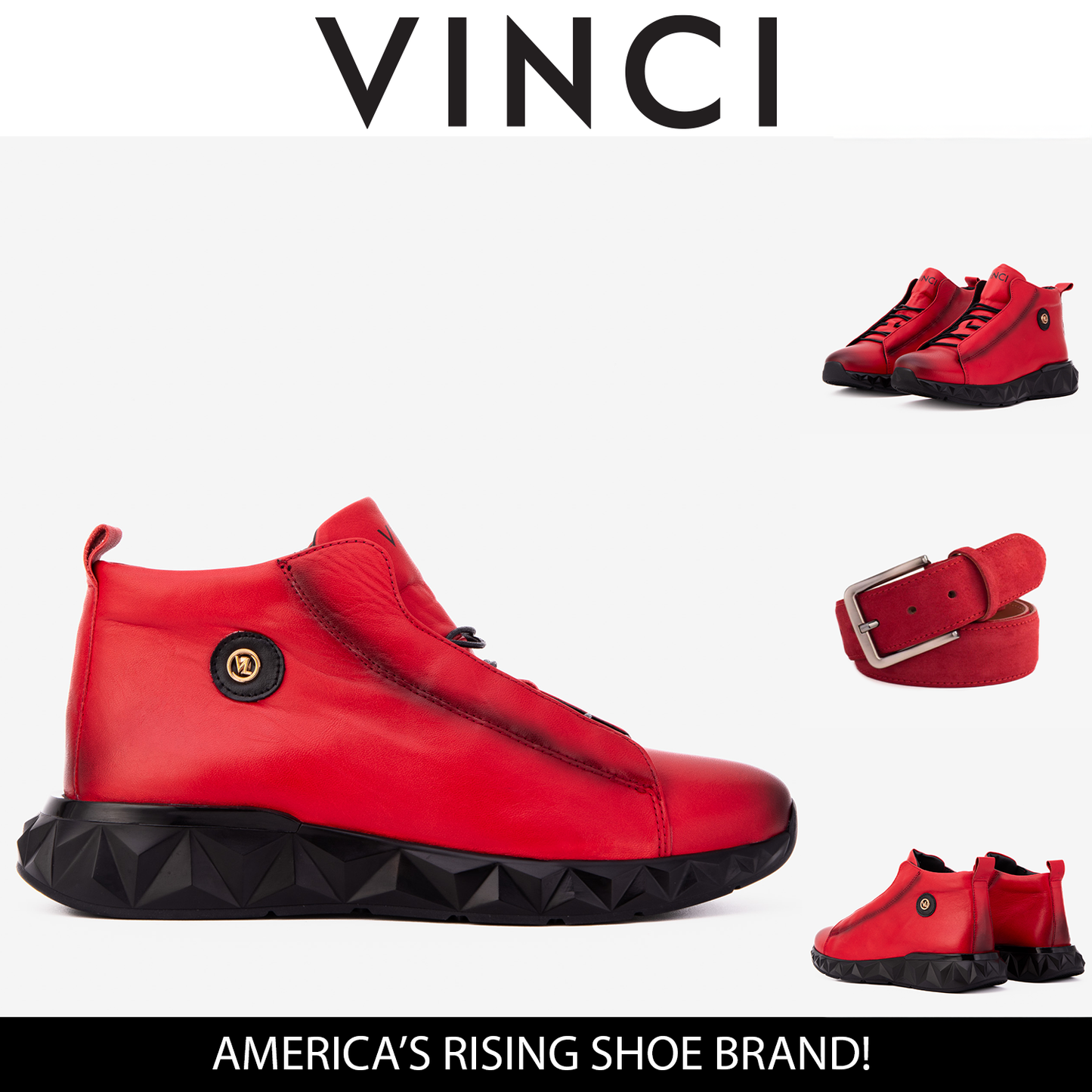 El Zapatilla de Cuero Rojo para Hombre Vertex