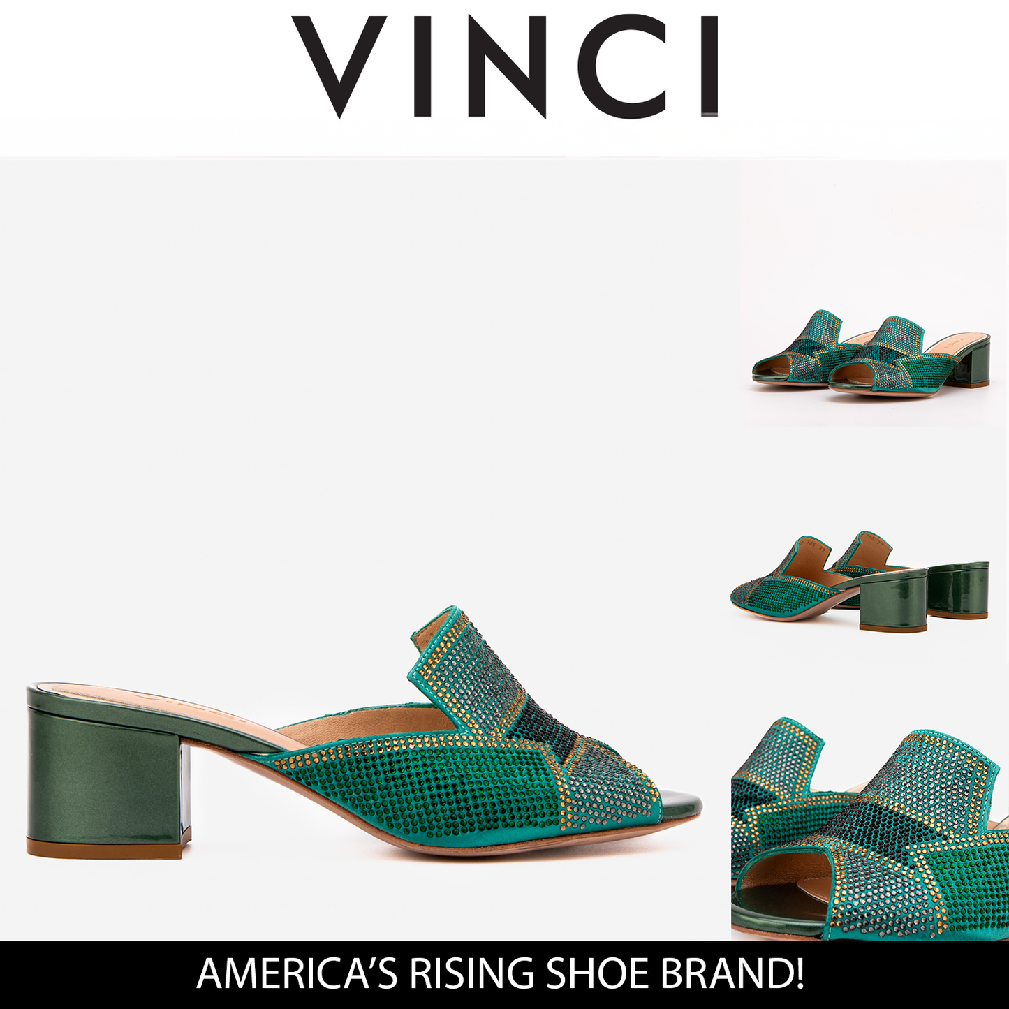 The Magnolia Green Glitter Leather Women Sandal