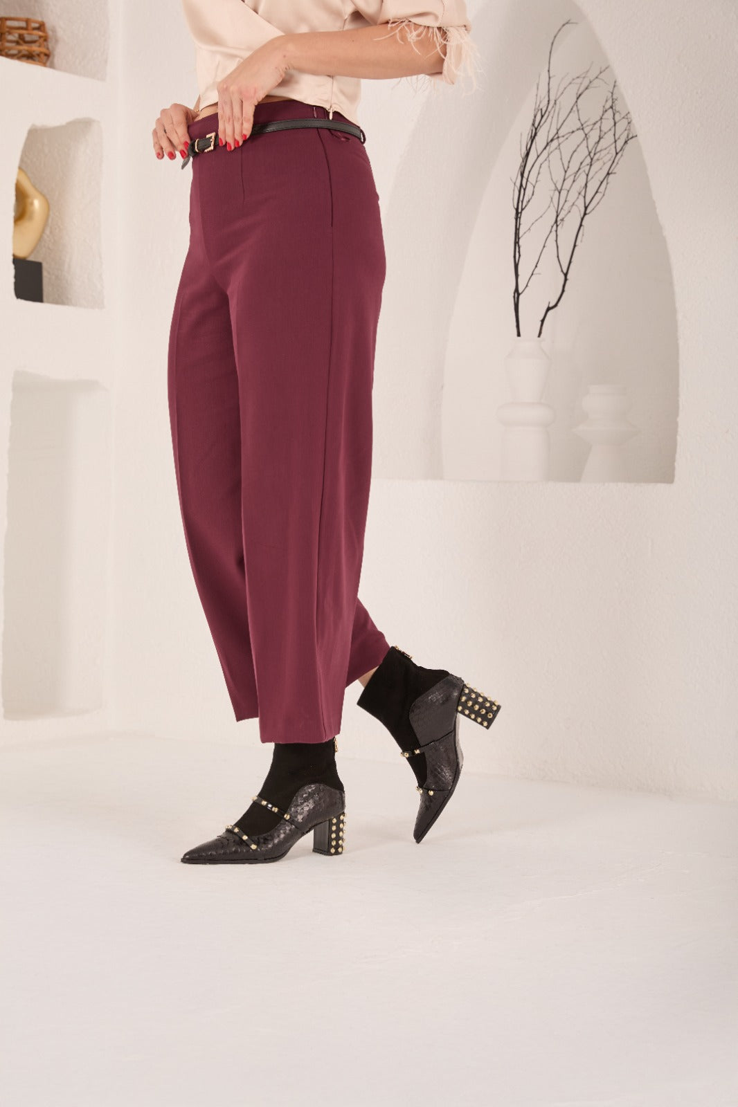 Bota de mujer con tacón de bloque de piel Valentina