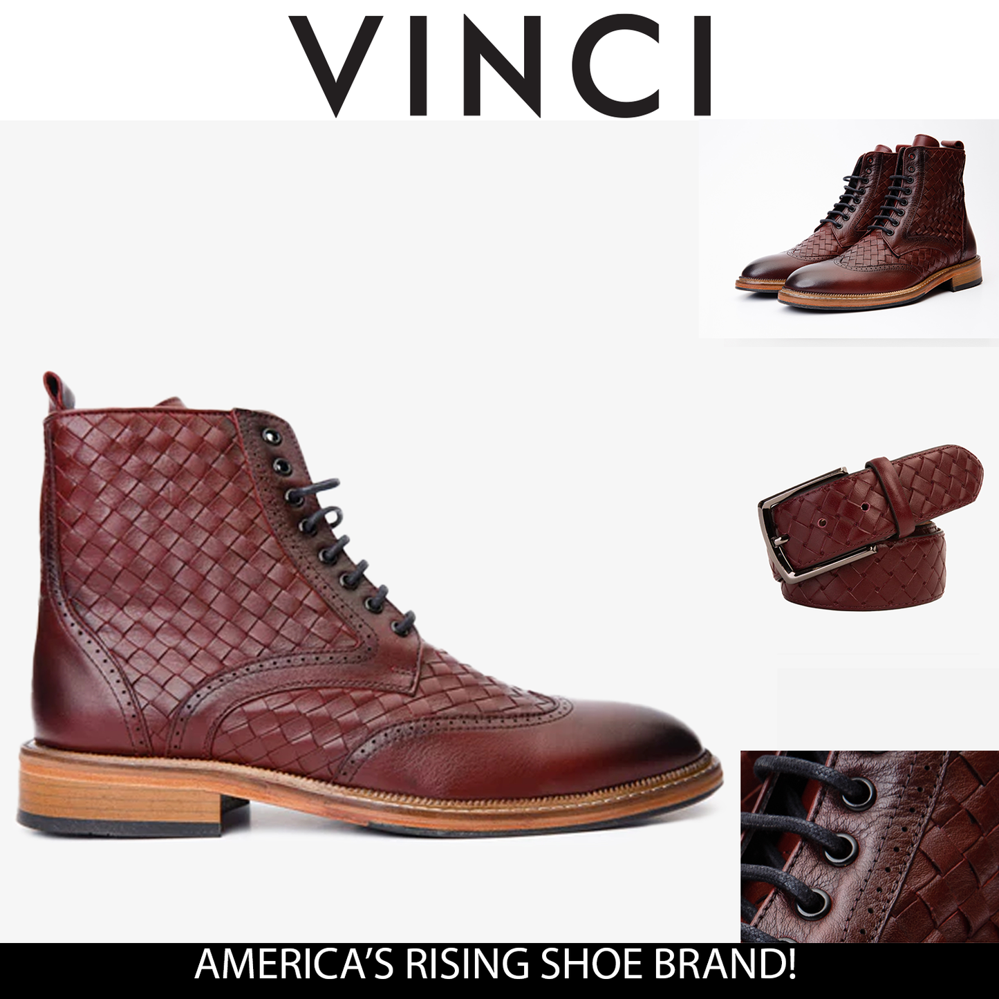 حذاء Loddon Burgundy Leather Wingtip Brogue للرجال مصنوع يدويًا برباط وسحّاب